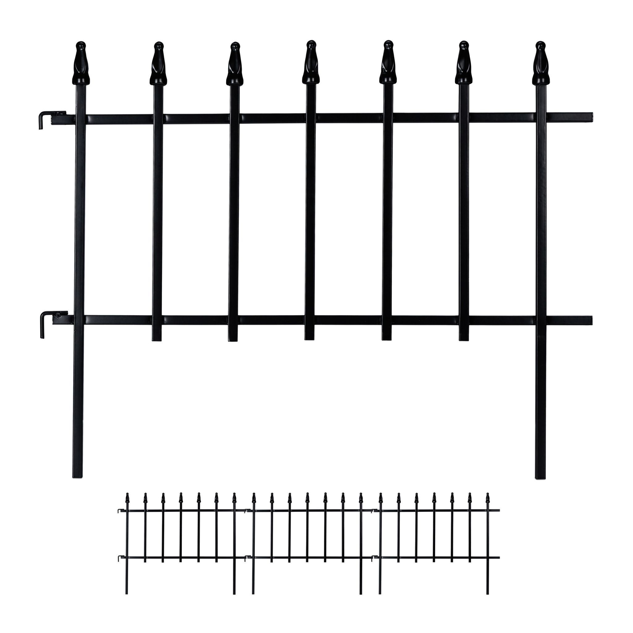 Beetzaun Metall 4-tlg. Schwarz