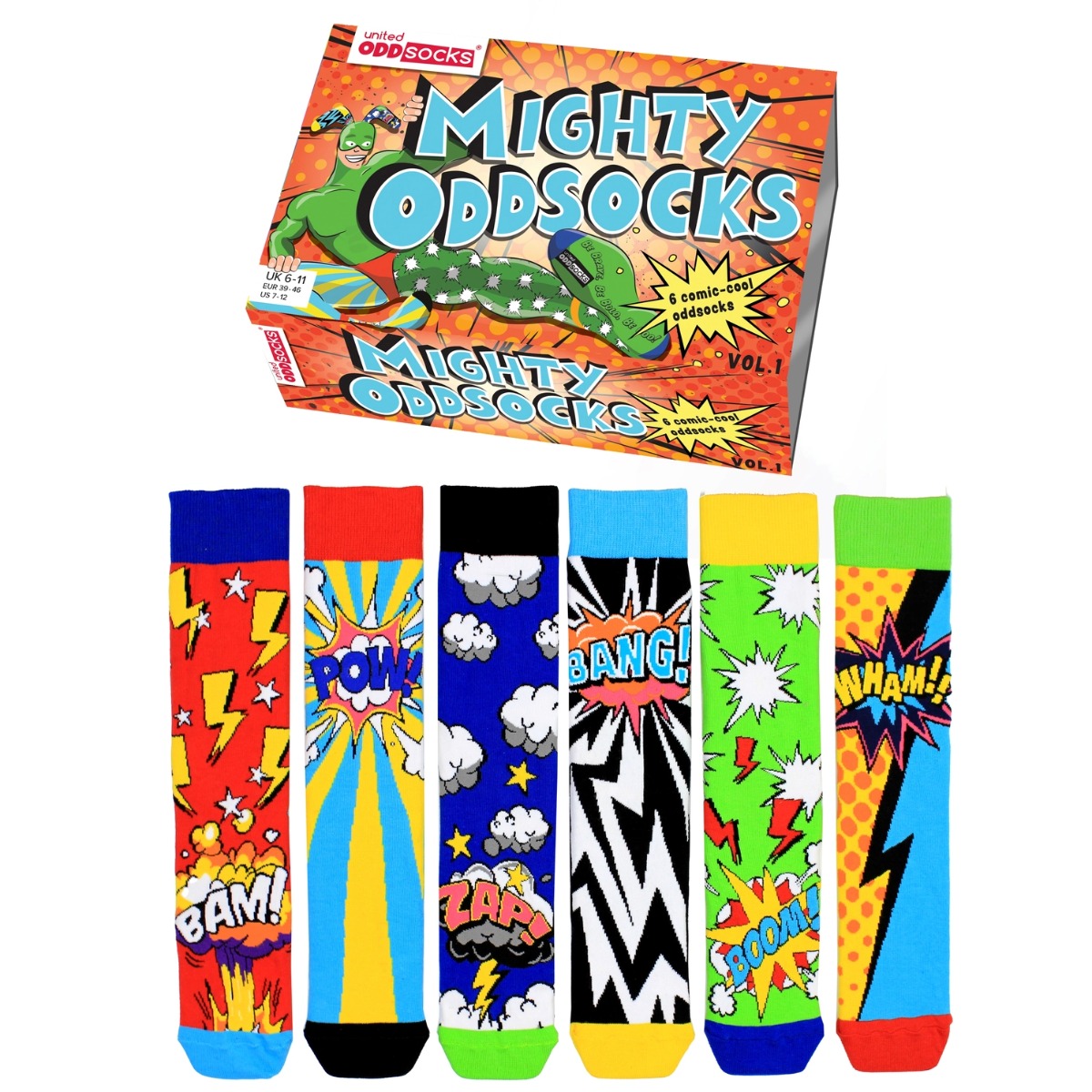 Einzelne Socken im 6er Pack MIGHTY ODDSOCKS Gr. 39-46