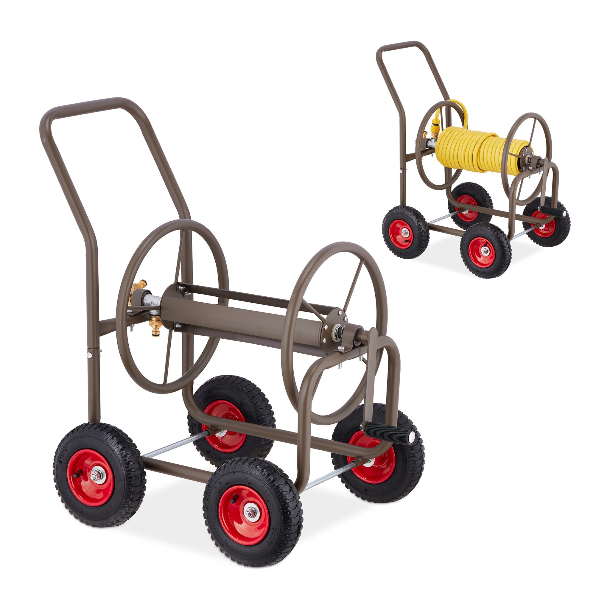 Schlauchwagen mit 4 Rädern Braun-Rot-Schwarz
