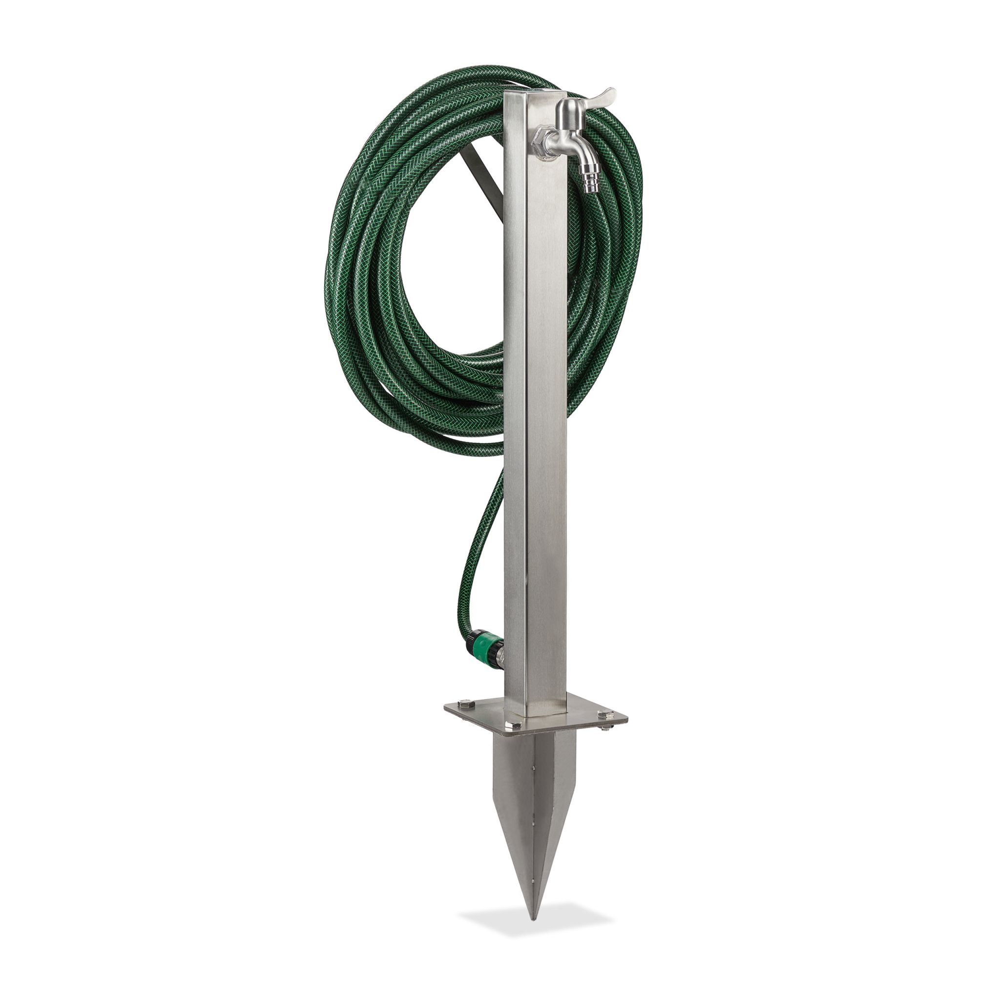Wasserzapfstelle Edelstahl mit Erdspiess Silber