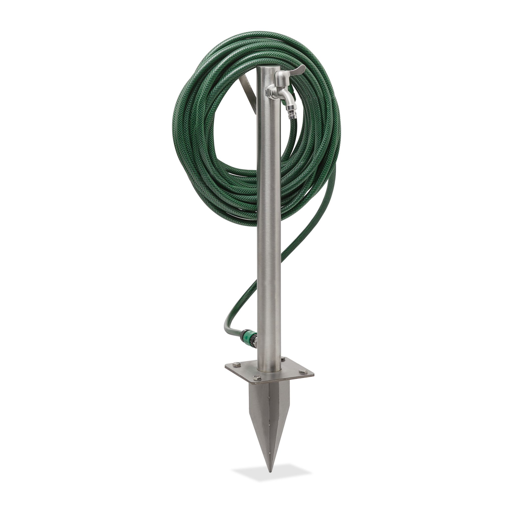 Wasserzapfstelle Edelstahl mit Erdspiess Silber