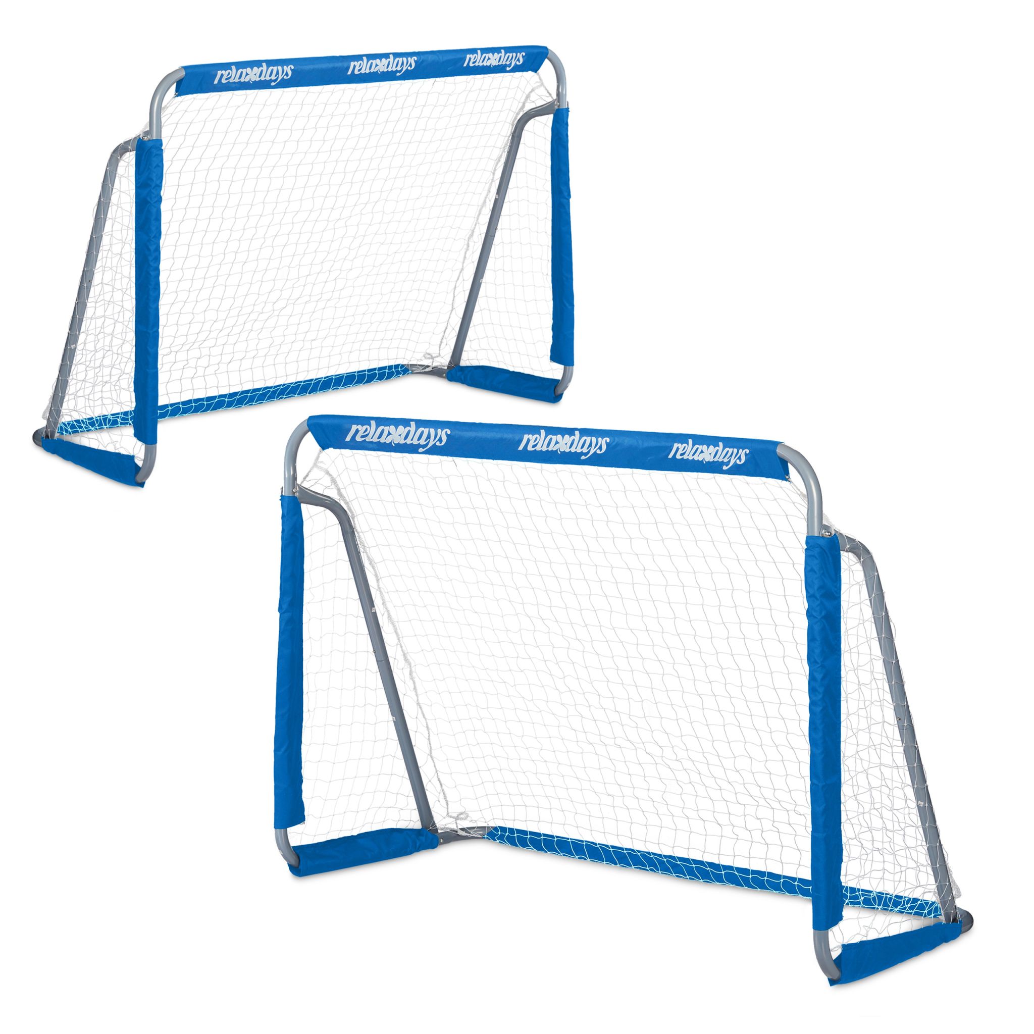 Fussballtor 2er-Set Weiss-Blau-Grau