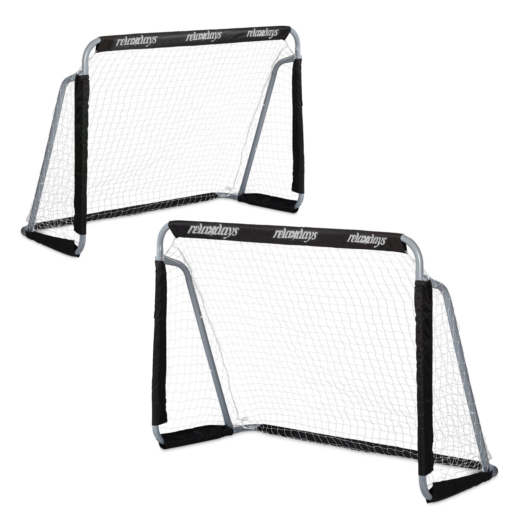 Fussballtor 2er-Set Weiss-Schwarz-Grau