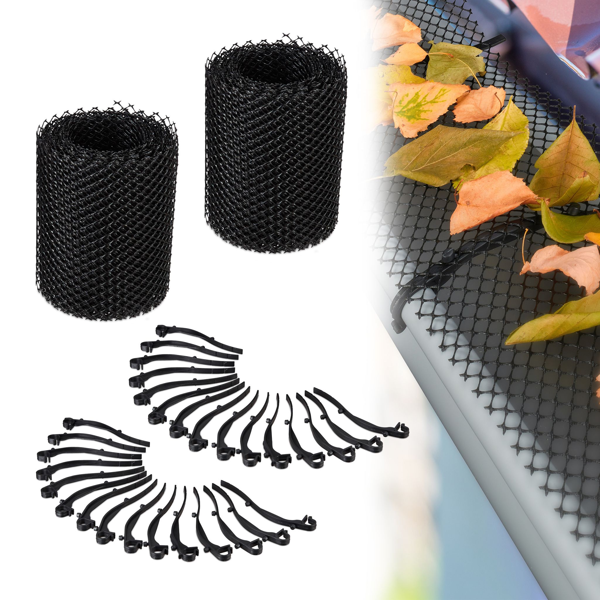 Dachrinnen Laubschutz à 6m 2er-Set Schwarz