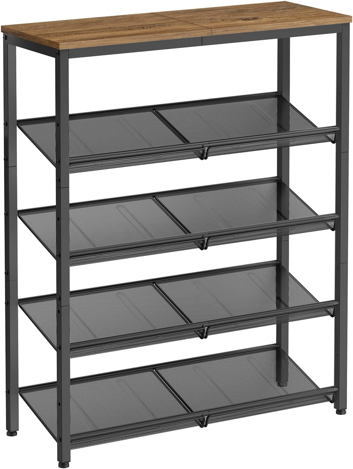 Schuhregal 5 Ebenen Verstellbar Platzsparend Honigbraun
