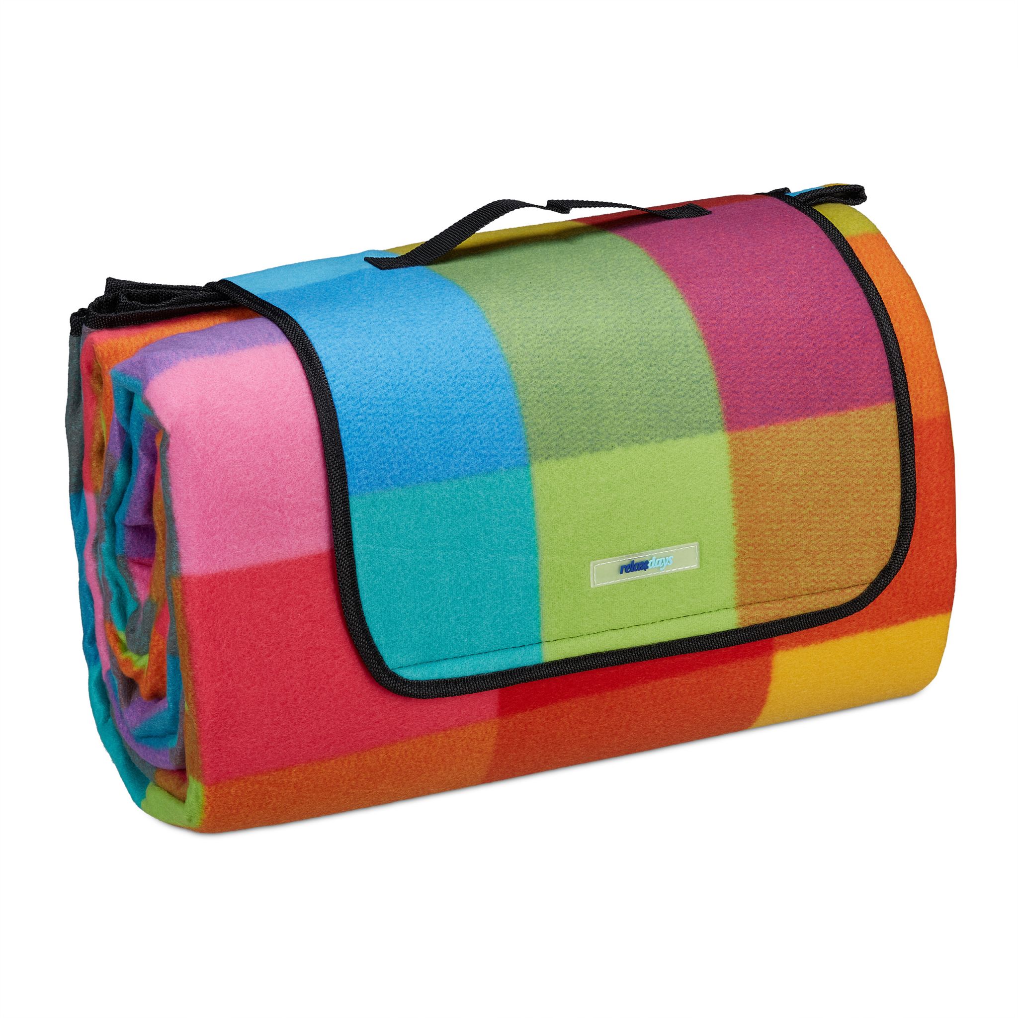 Picknickdecke XXL 200x300cm Karo Blau-Orange-Rot