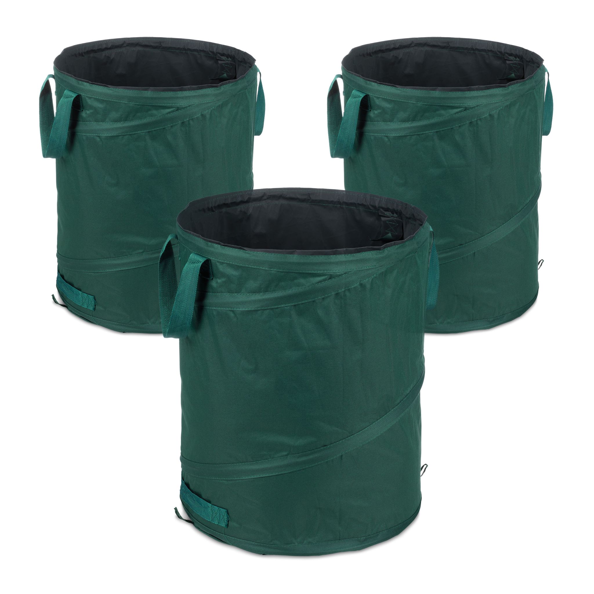 Pop Up Laubsack 90 L 3er-Set Dunkelgrün-Schwarz