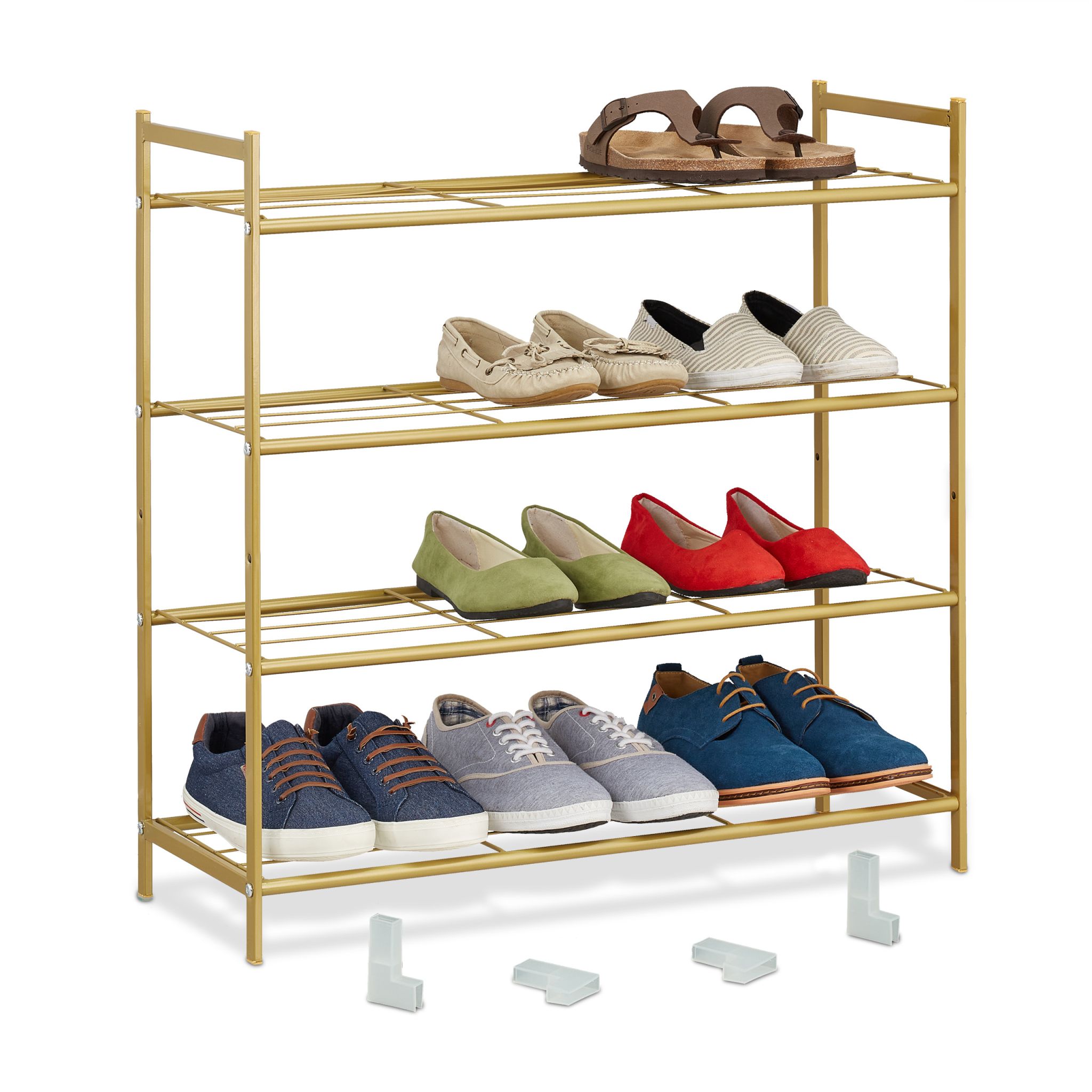 Stapelbares Schuhregal 4 Ebenen Gold