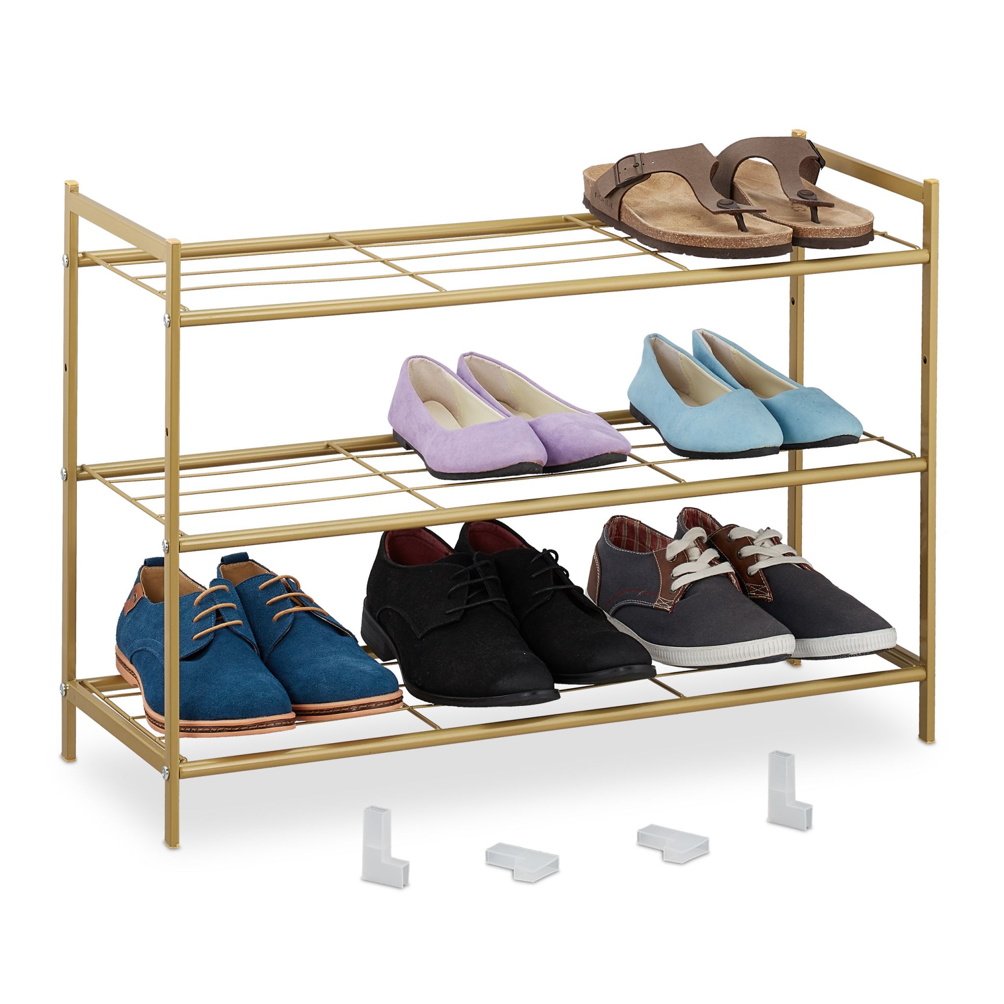 Erweiterbares Schuhregal 3 Ebenen Gold