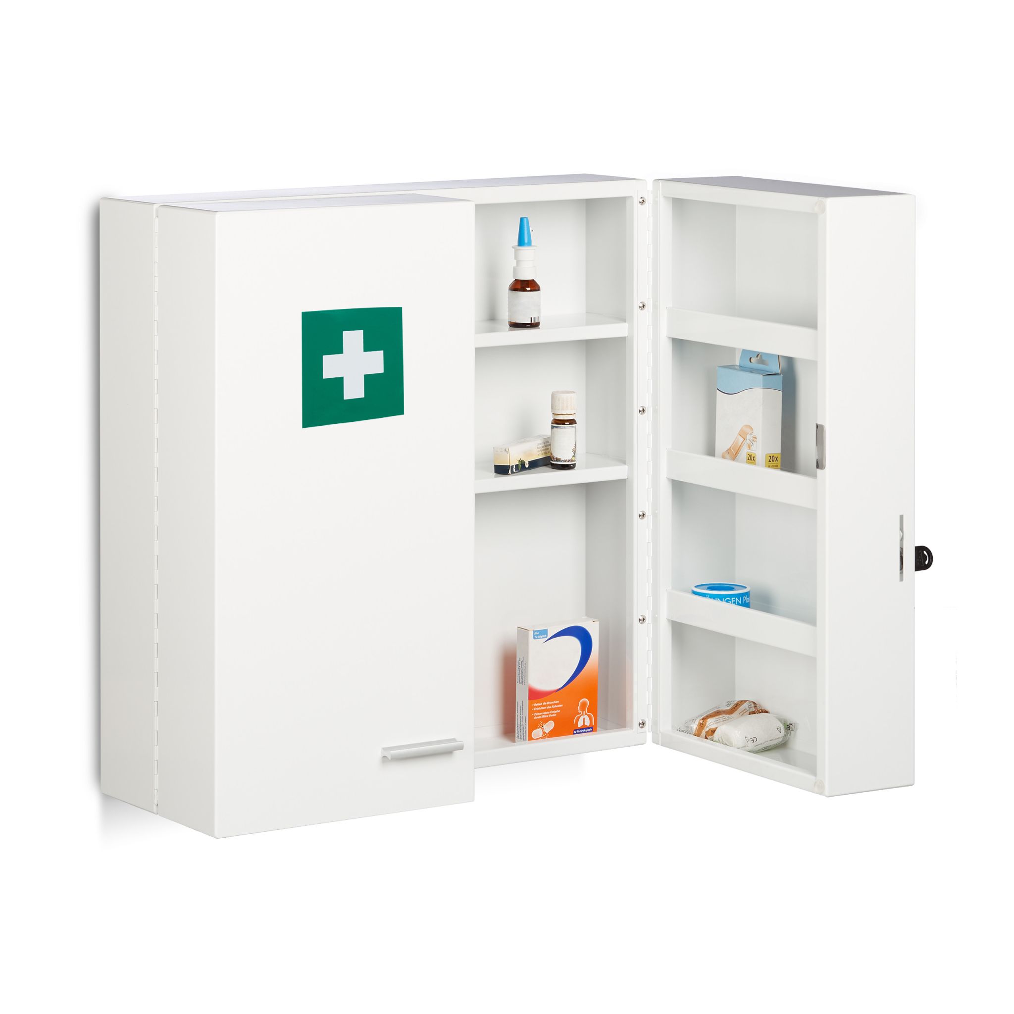 Abschliessbarer Medizinschrank Weiss-Dunkelgrün