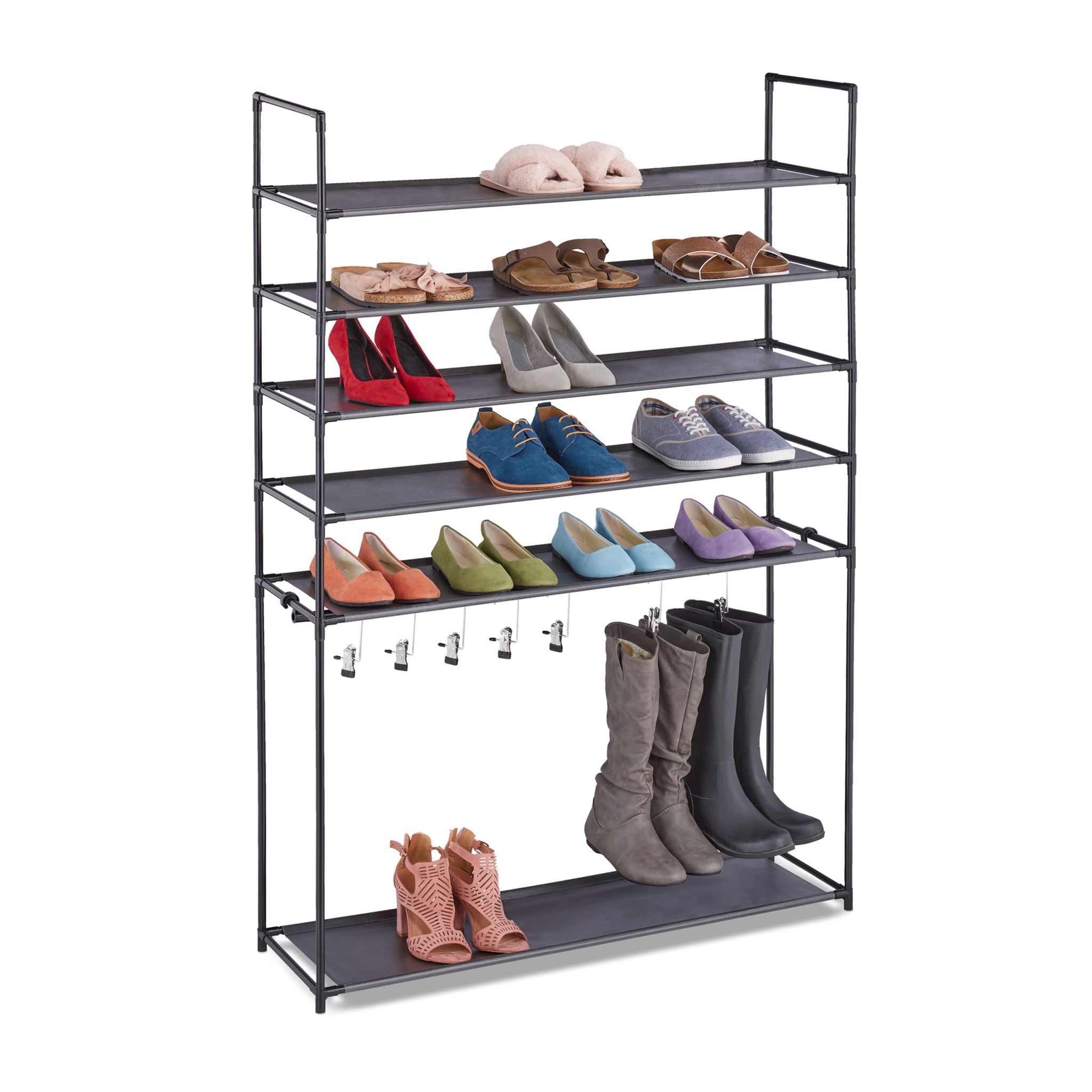 Schuhregal mit Stiefelfach Anthrazit-Schwarz