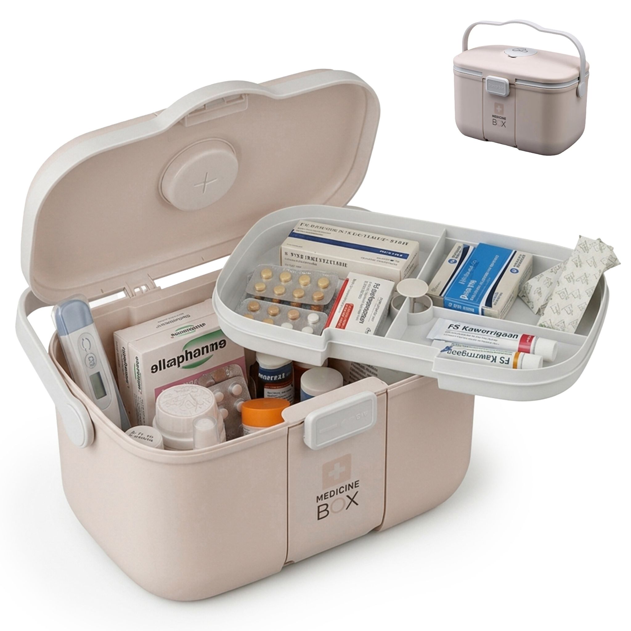 Medizinbox Kunststoff Beige-Grau
