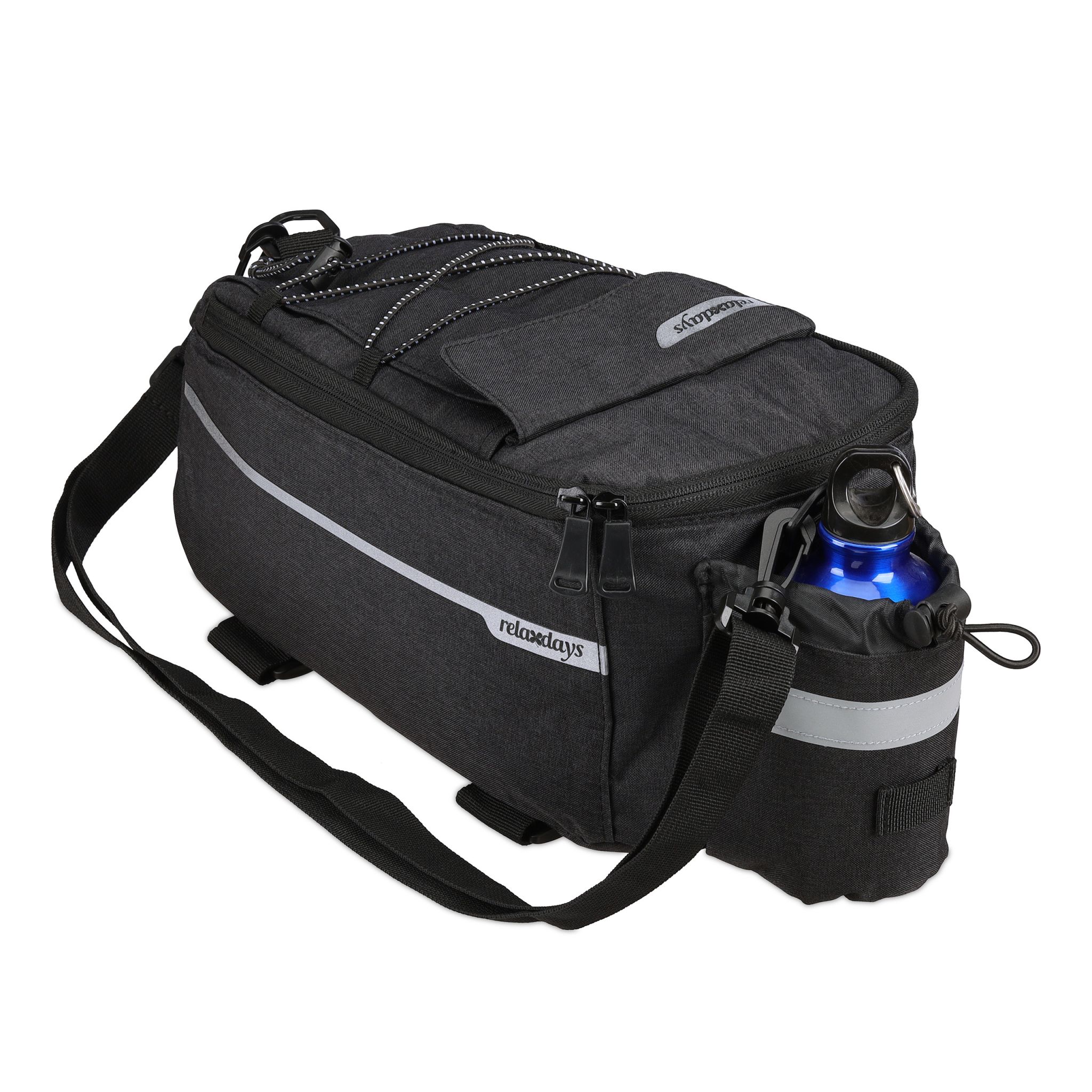 Gepäckträgertasche fürs Fahrrad Schwarz-Silber