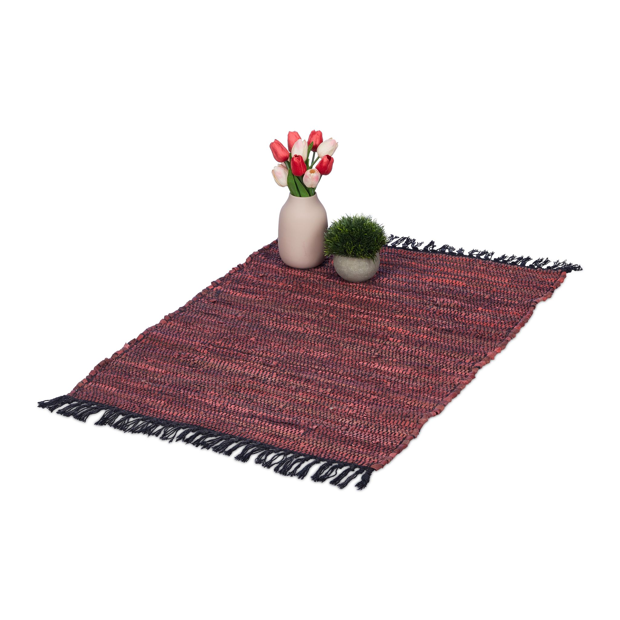Flickenteppich 60x100cm Dunkelrot-Rot-Schwarz