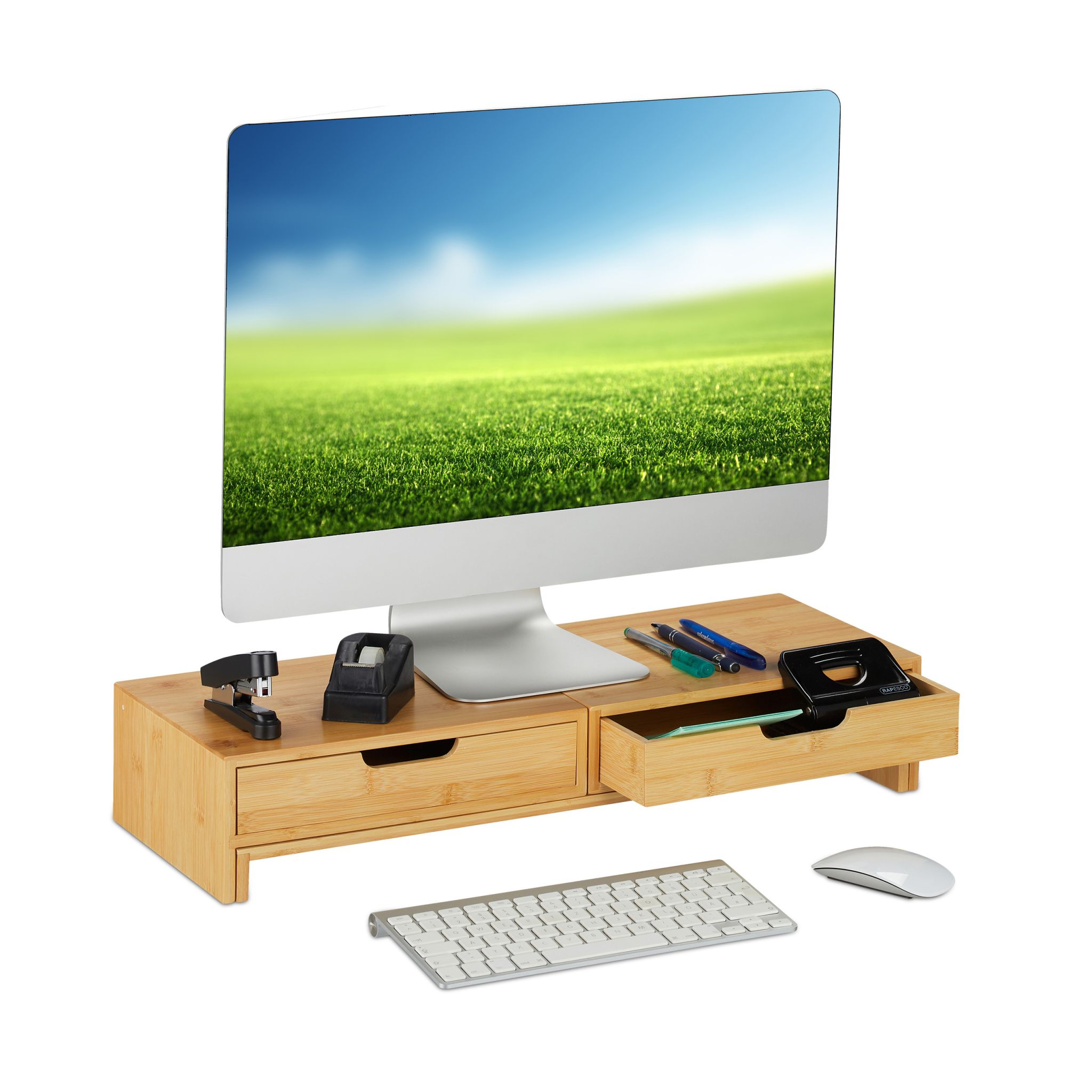 Monitorständer für 2 Monitore Hellbraun