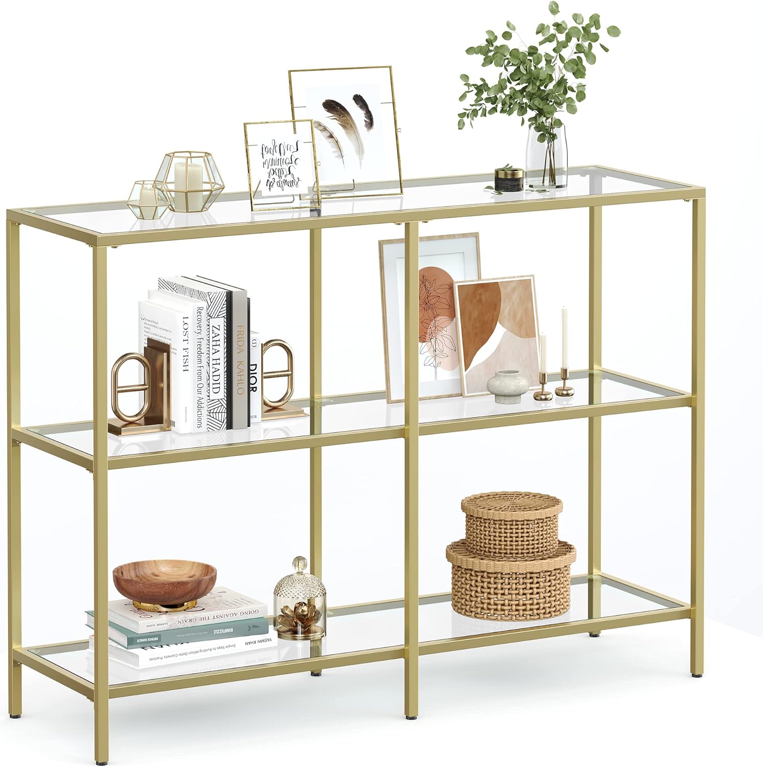 Konsolentisch Regal 3 Ablagen Metallrahmen Gold