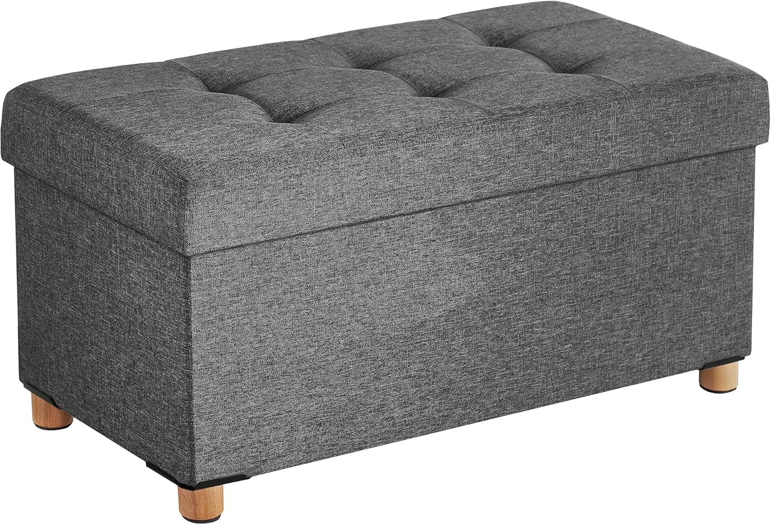 Sitzhocker mit Stauraum, klappbare Sitzbank mit Beinen, schiefergrau