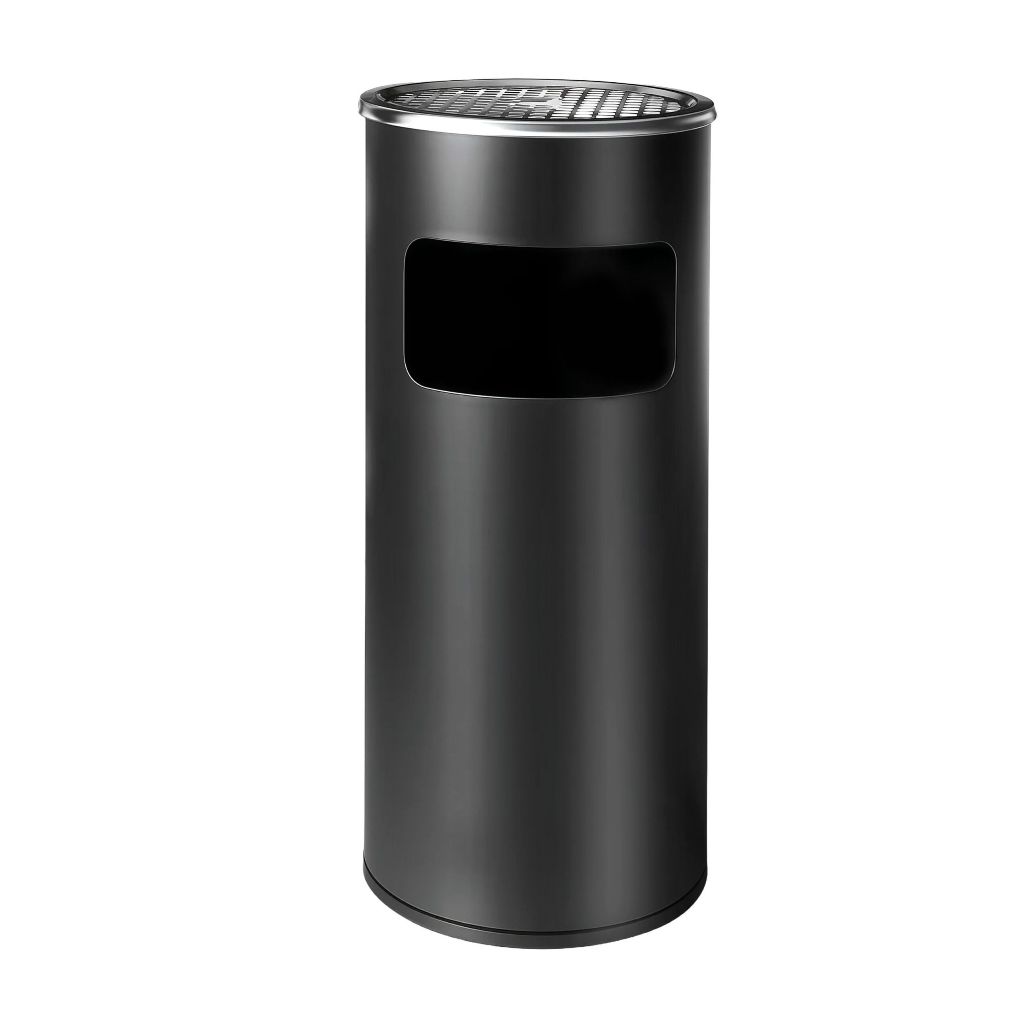 Standaschenbecher mit Inneneimer 30L Schwarz-Silber
