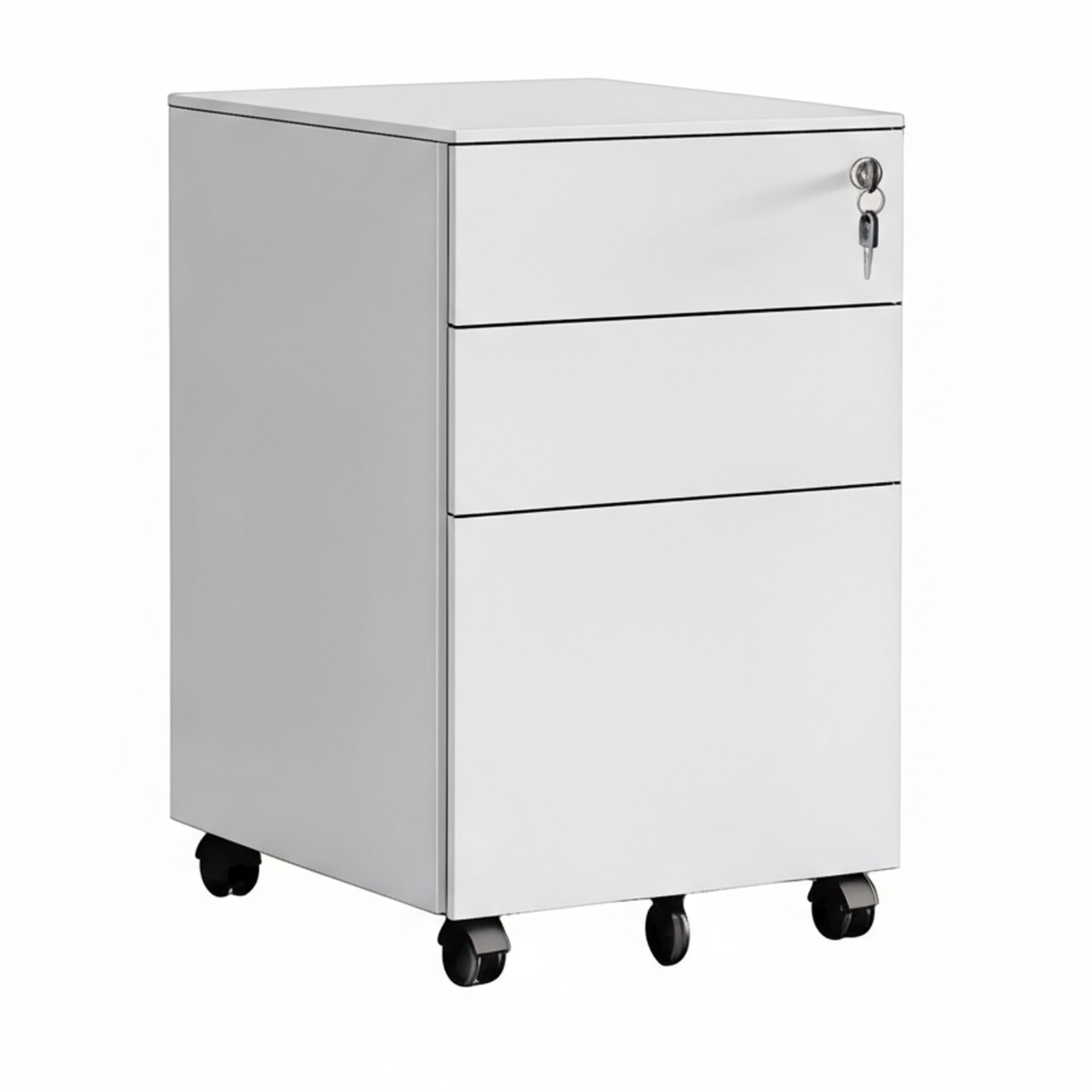 Abschliessbarer Rollcontainer Metall Weiss-Schwarz