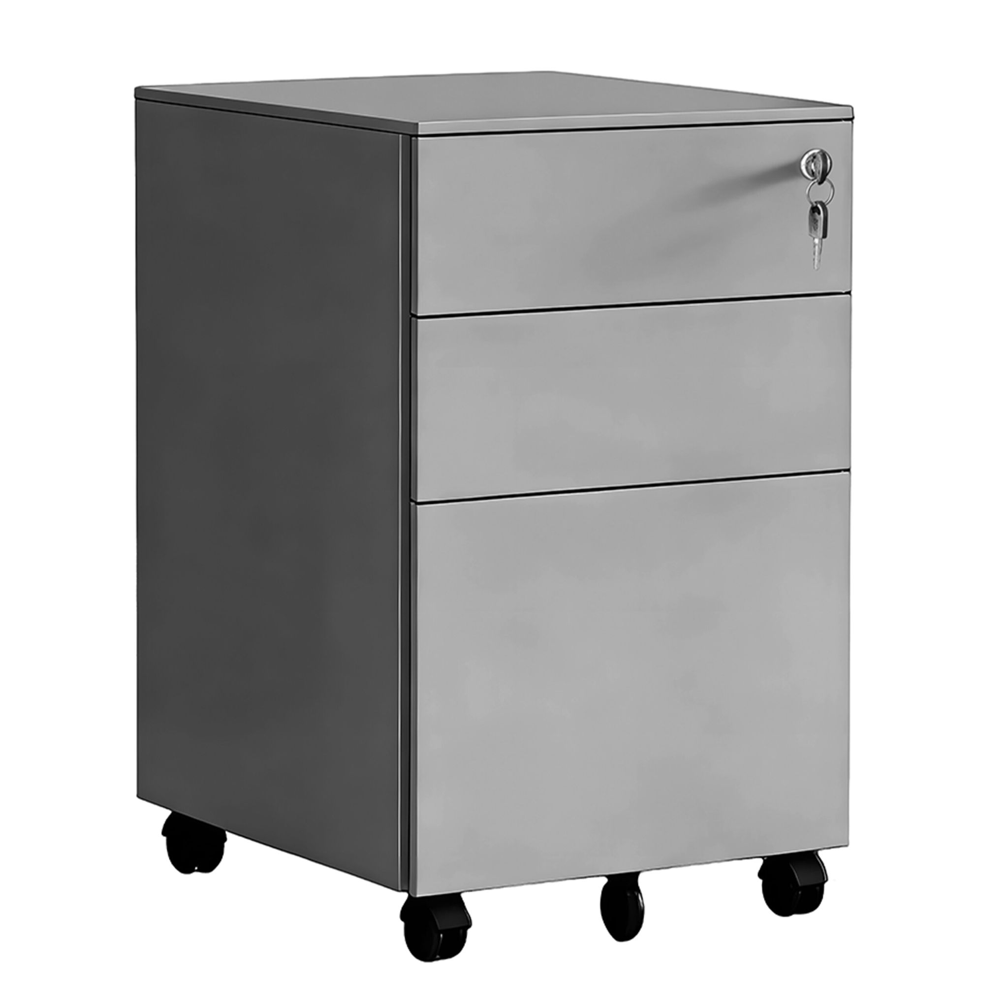 Abschliessbarer Rollcontainer Metall Schwarz-Grau