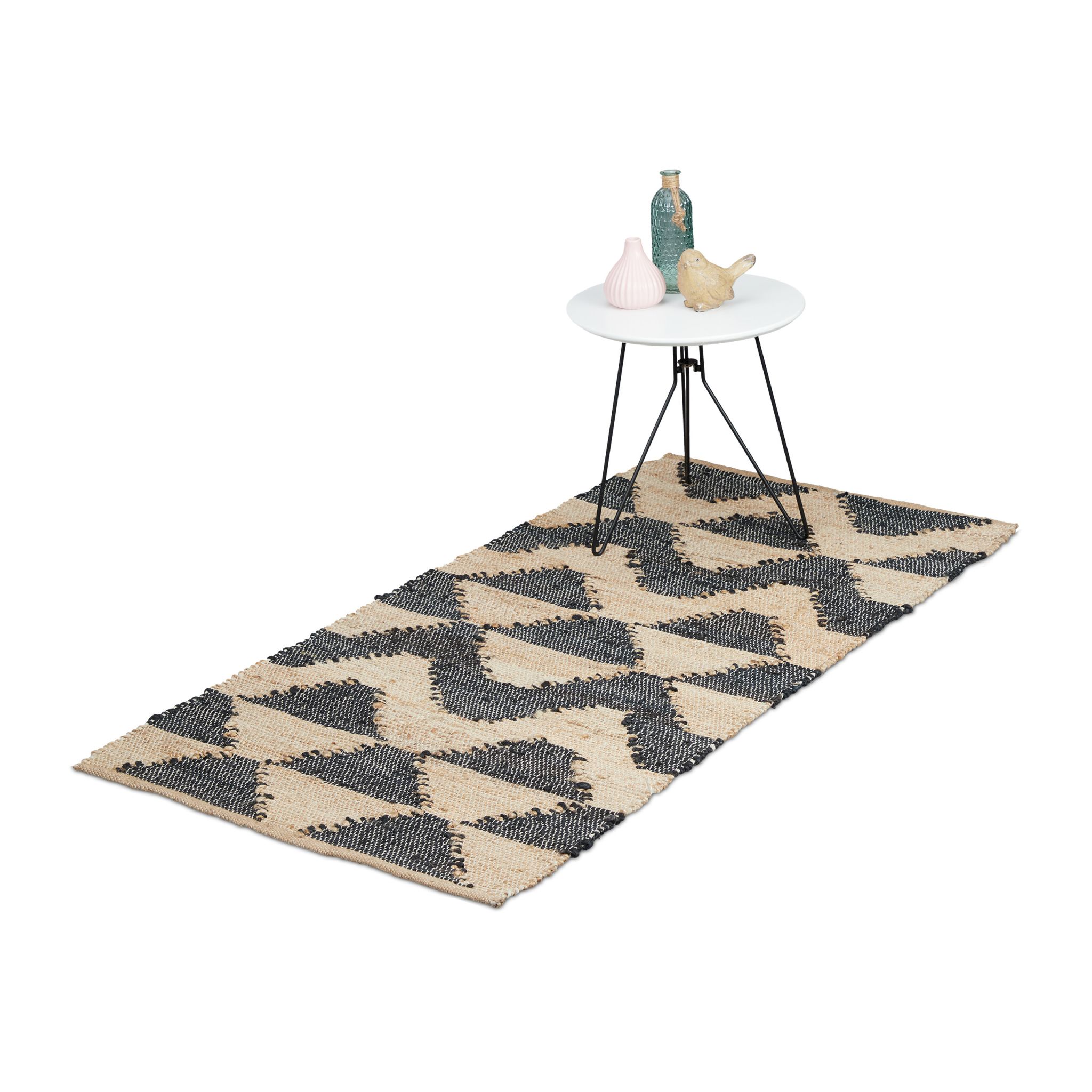 Läufer Zick-Zack 70 x 140cm Beige-Schwarz