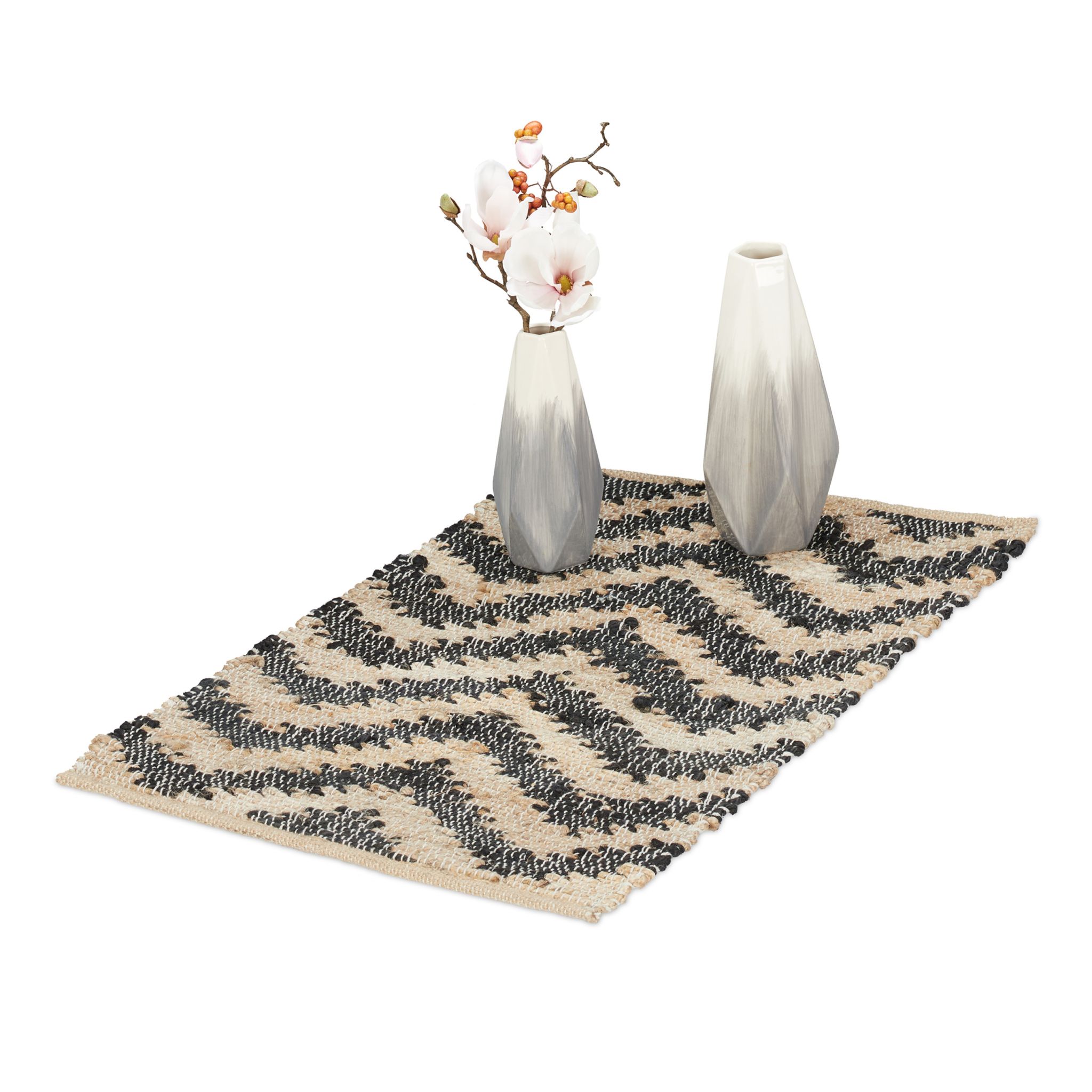 Läufer Zickzack 50 x 80cm Beige-Schwarz