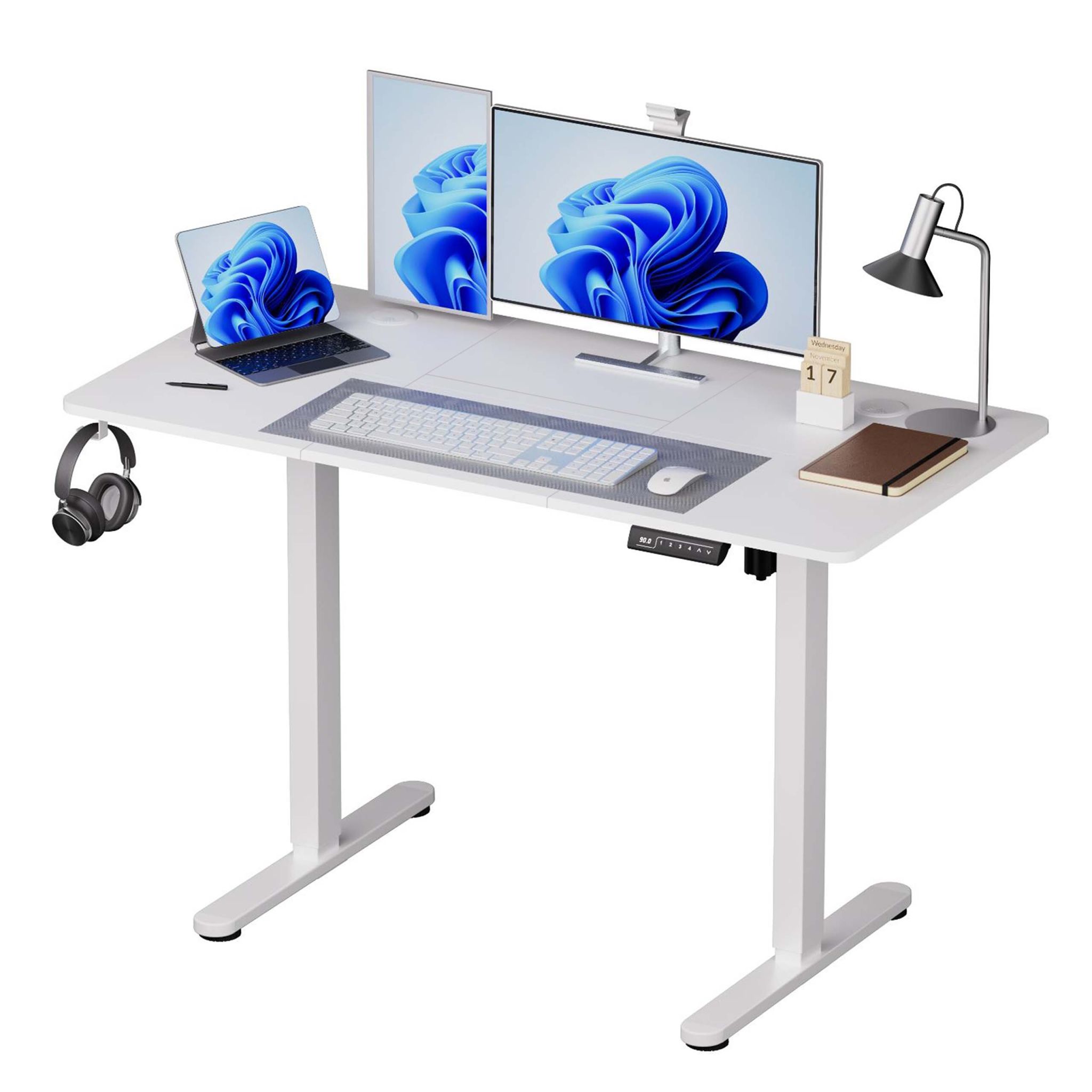Höhenverstellbarer Schreibtisch Display Weiss
