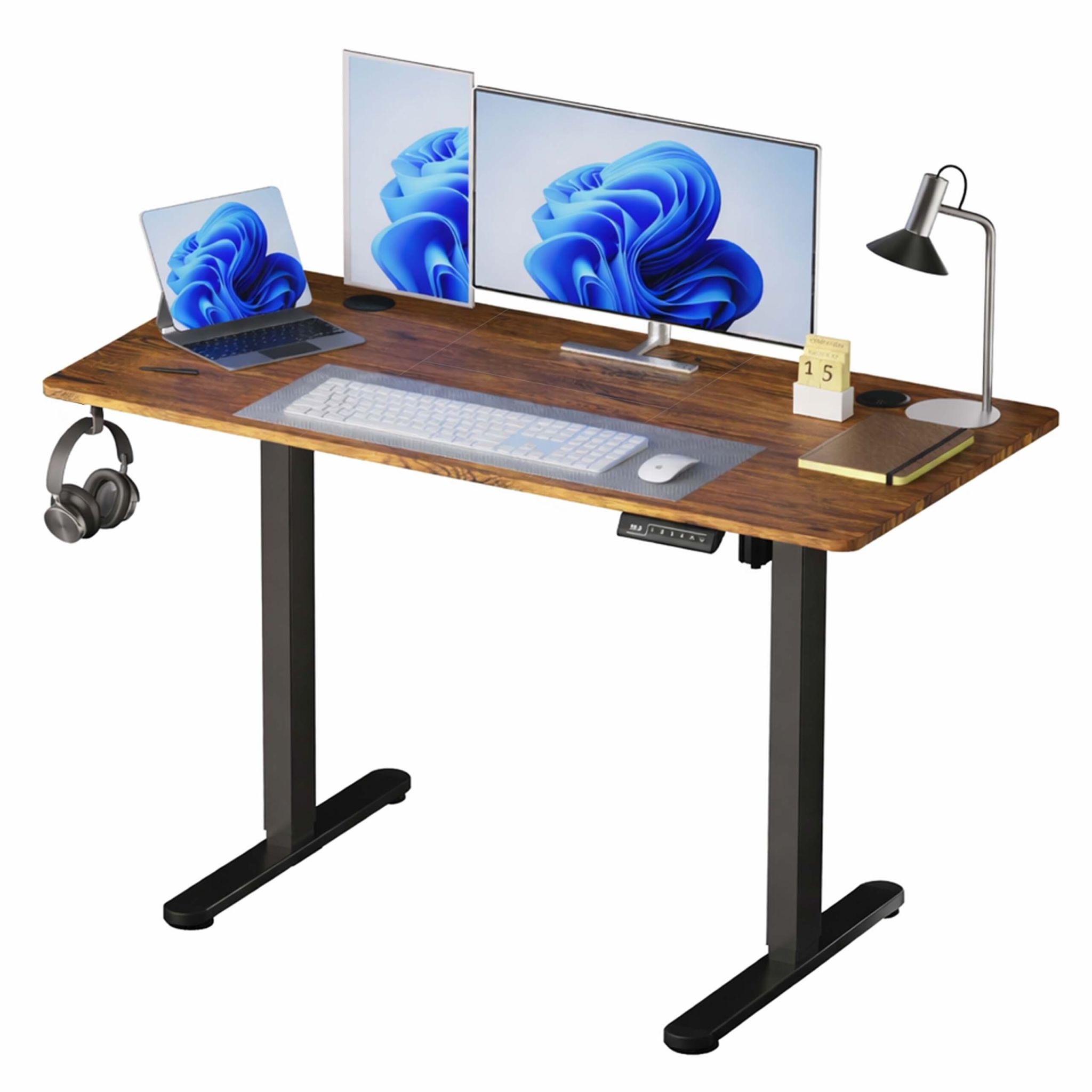 Höhenverstellbarer Schreibtisch Display Dunkelbraun-Schwarz