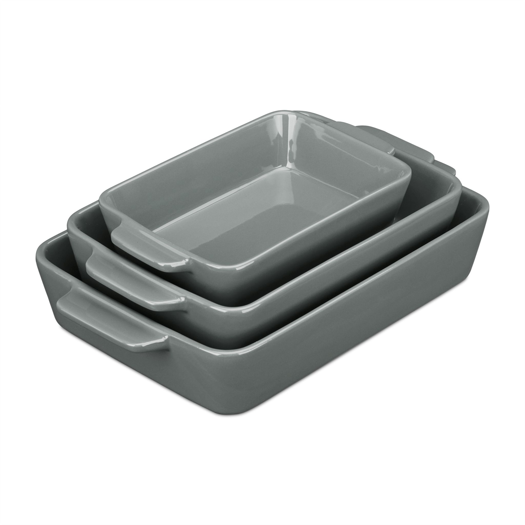 Keramik Auflaufform 3er-Set grau Grau