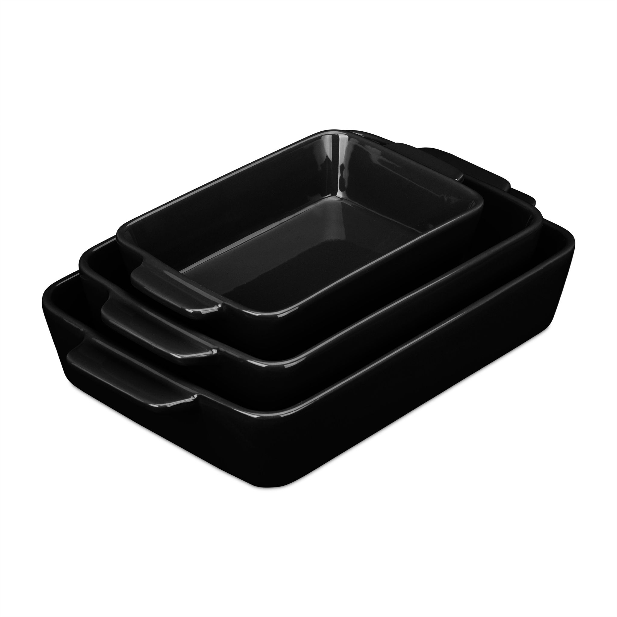 Keramik Auflaufform 3er-Set schwarz Schwarz