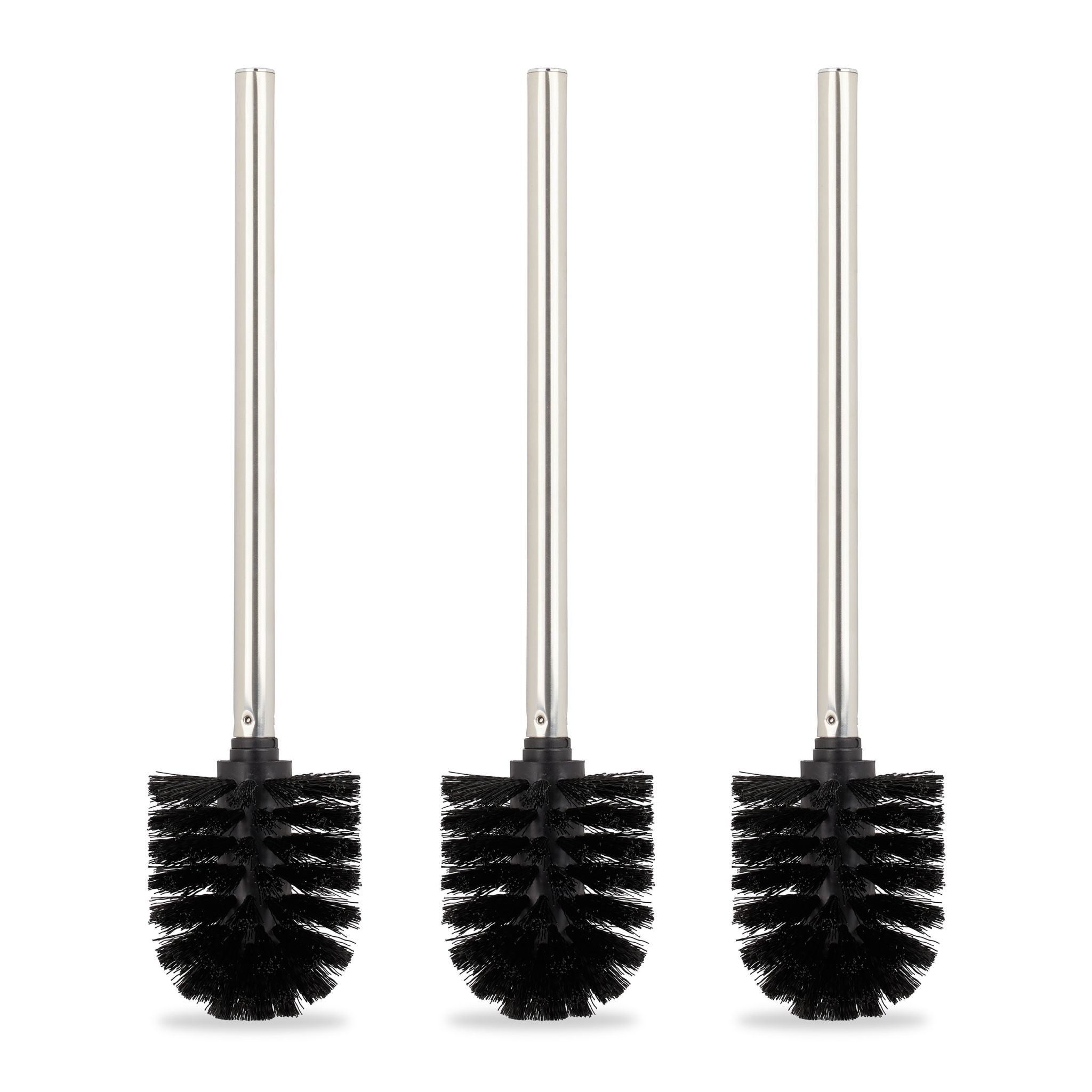 Toilettenbürste 3er-Set schwarz Schwarz-Silber