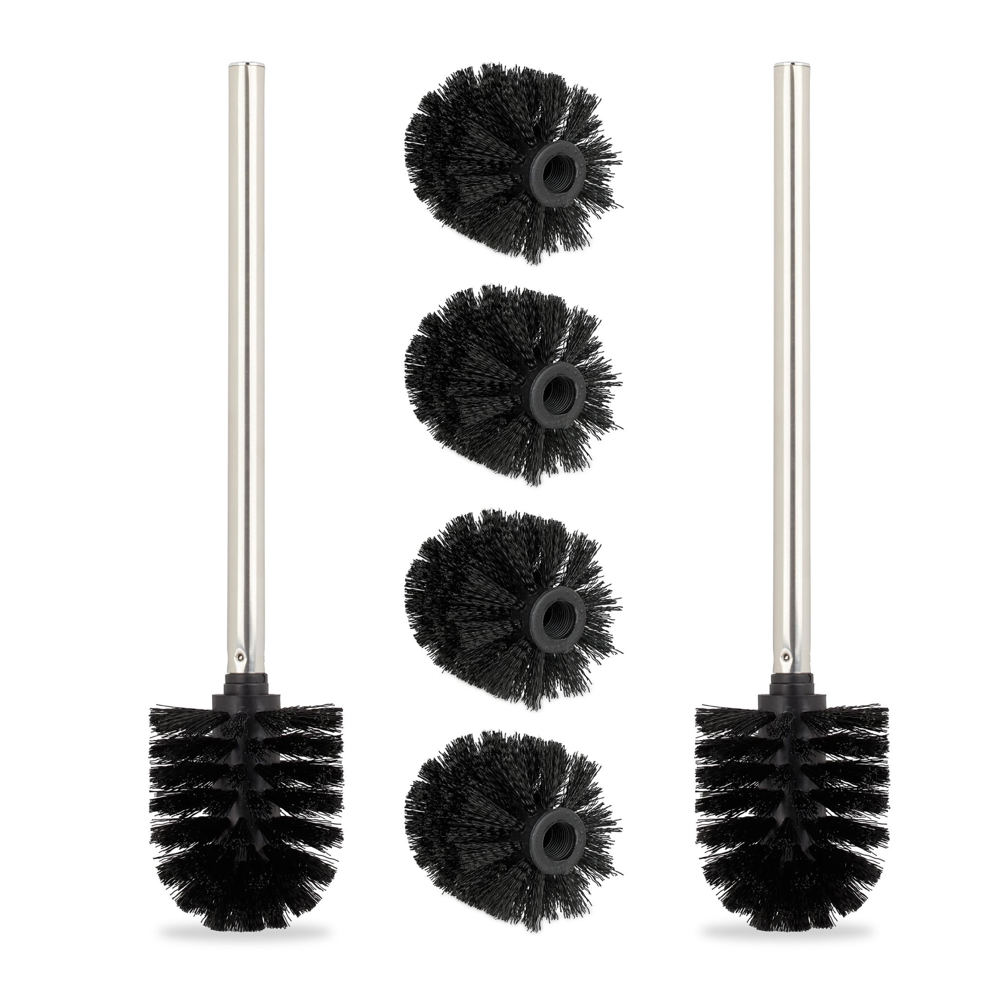Toilettenbürste 2er-Set + 4 Ersatzköpfe Schwarz-Silber