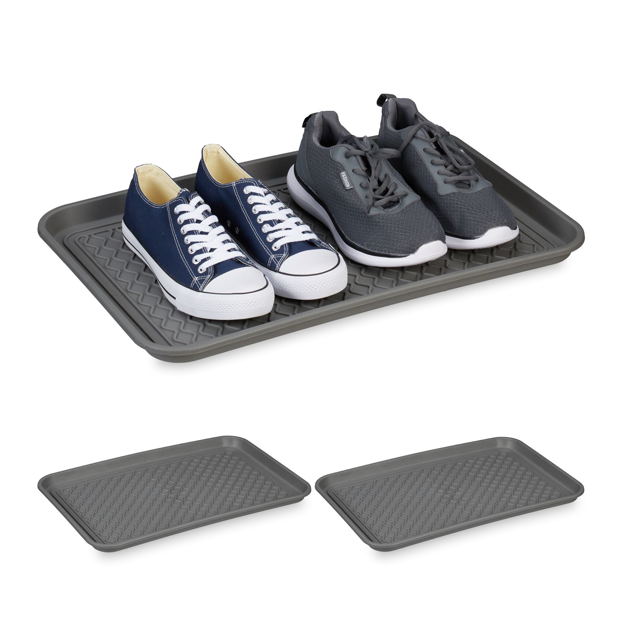 Schuhabtropfschale 60 x 40cm 3er-Set Grau