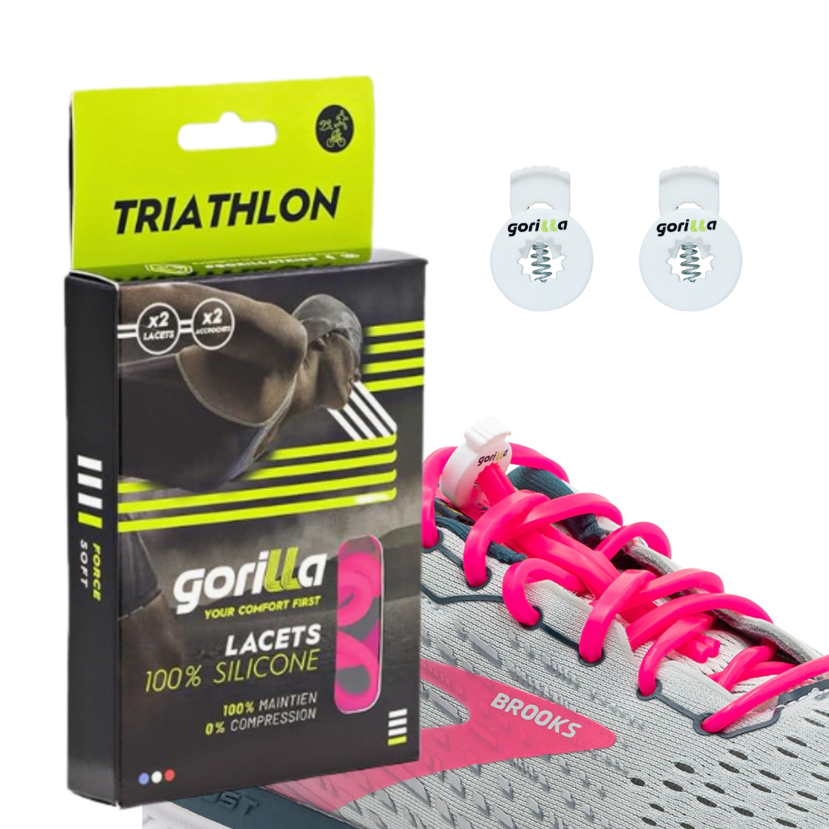Elastische Schnürsenkel Flexibel Ohne Binden Silikon Triathlon Neonrosa