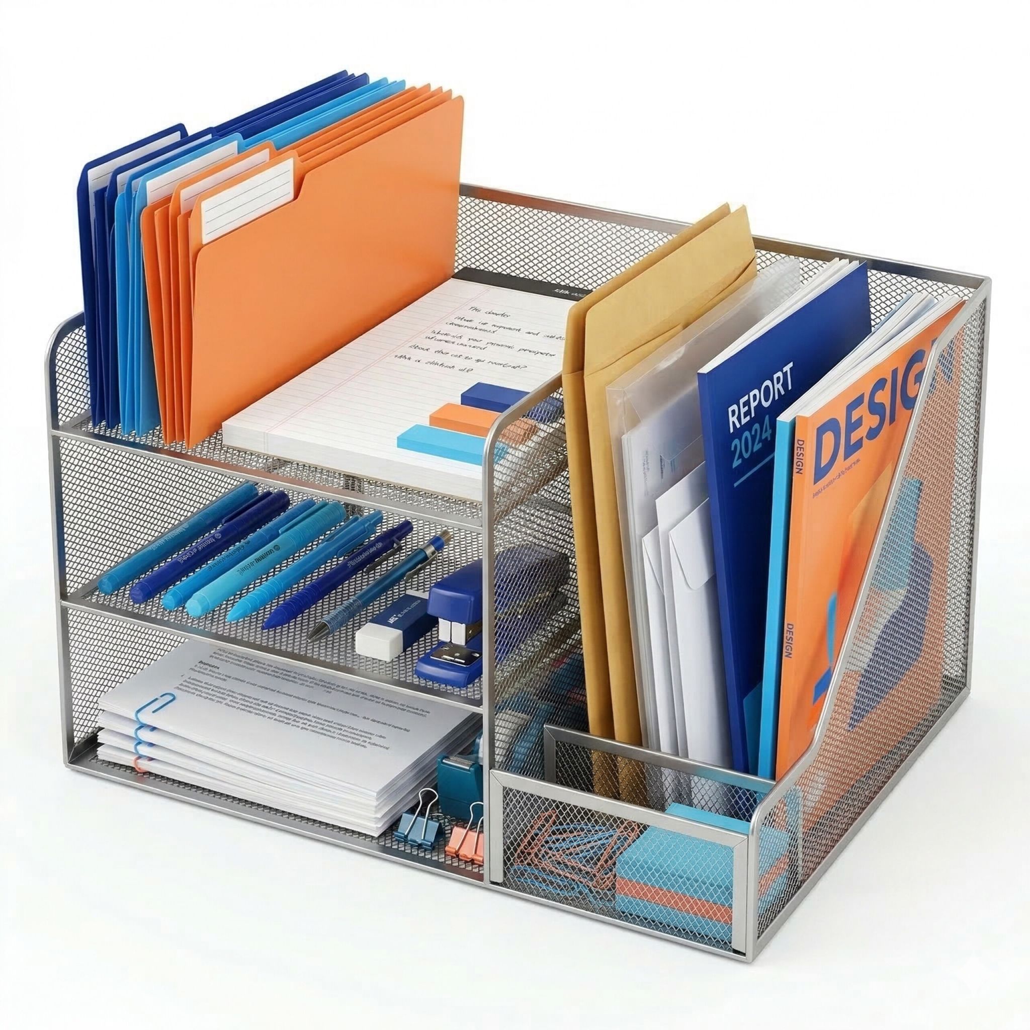 Schreibtisch Organizer Metall 5 Ablagen Schwarz