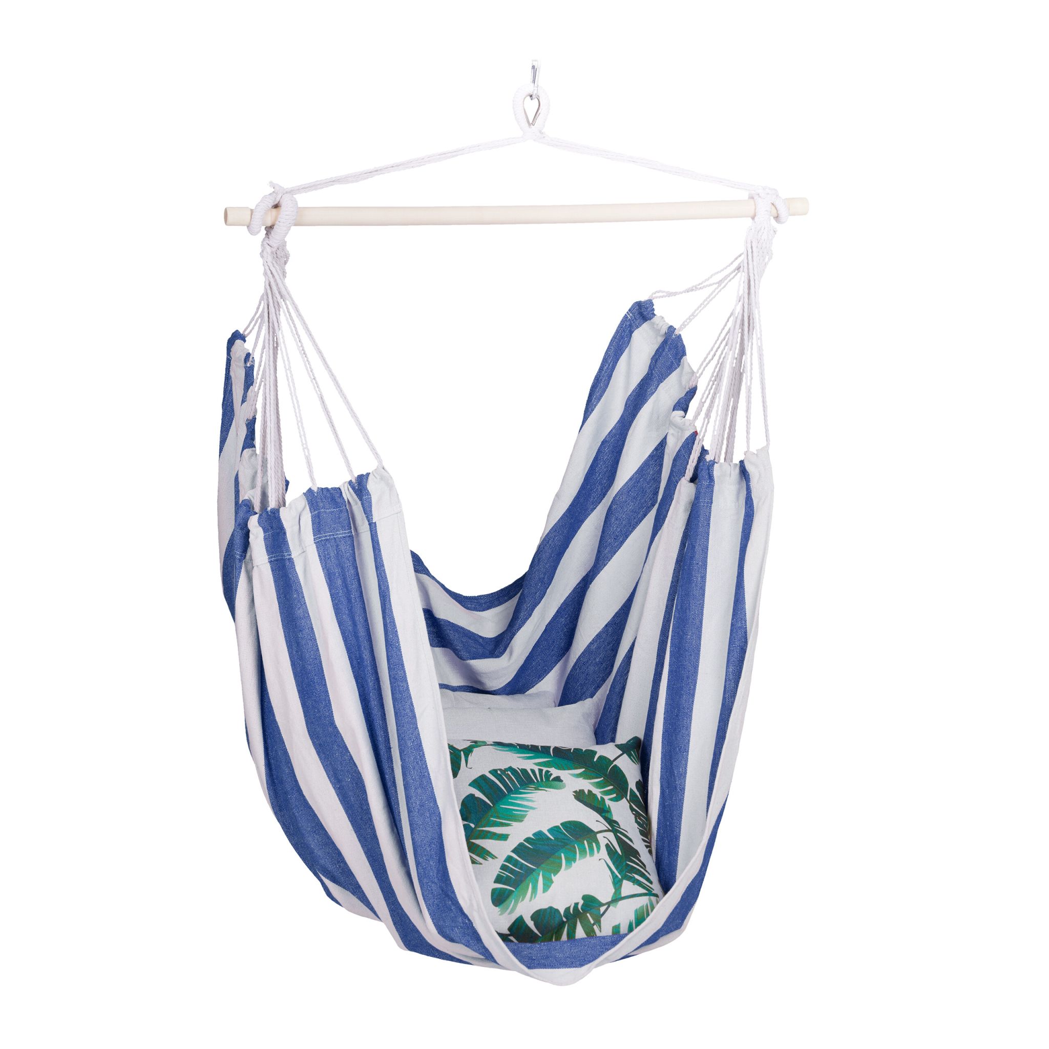 Hängesessel mit Streifen Weiss-Blau-Hellbraun