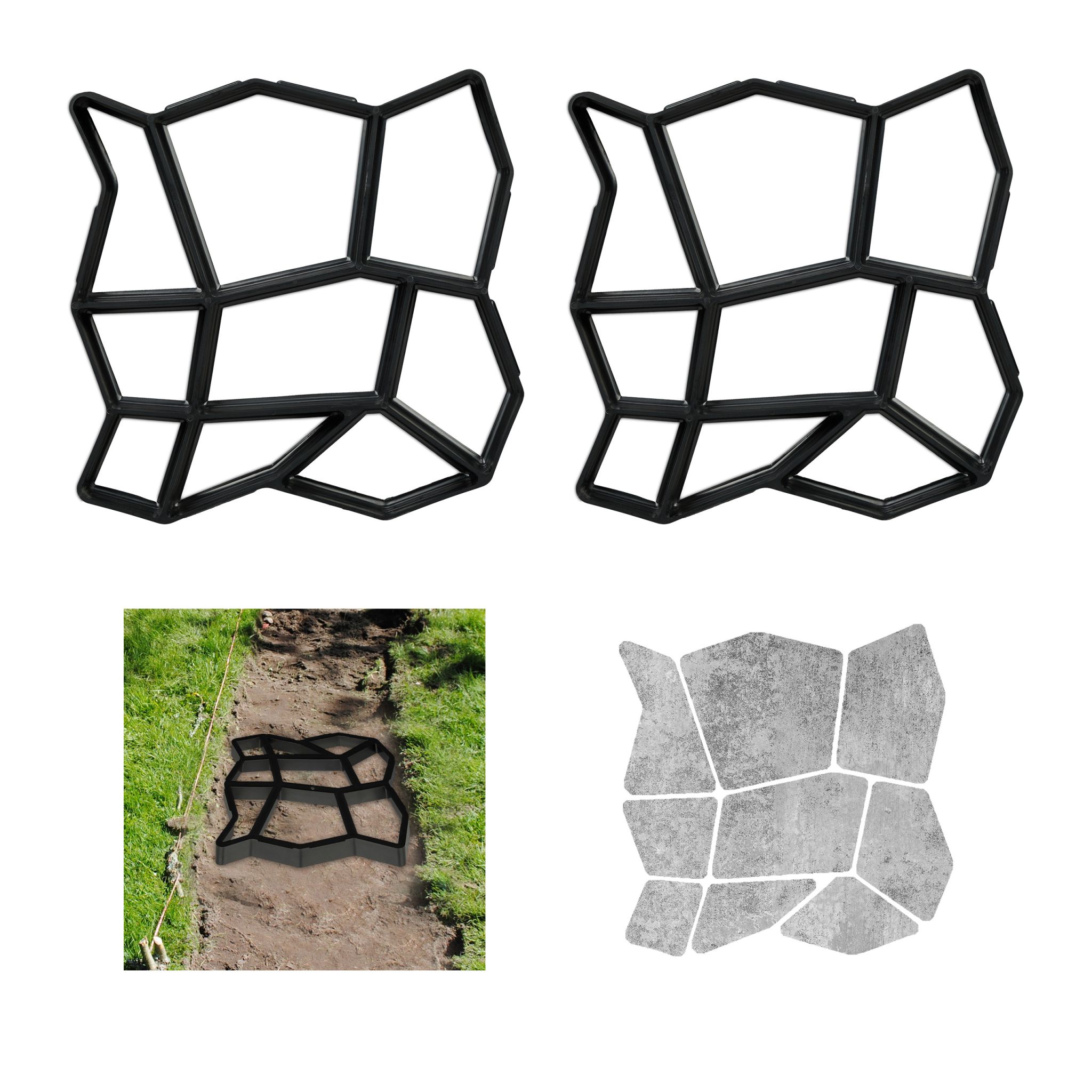 Gehwegform 2er-Set Schwarz