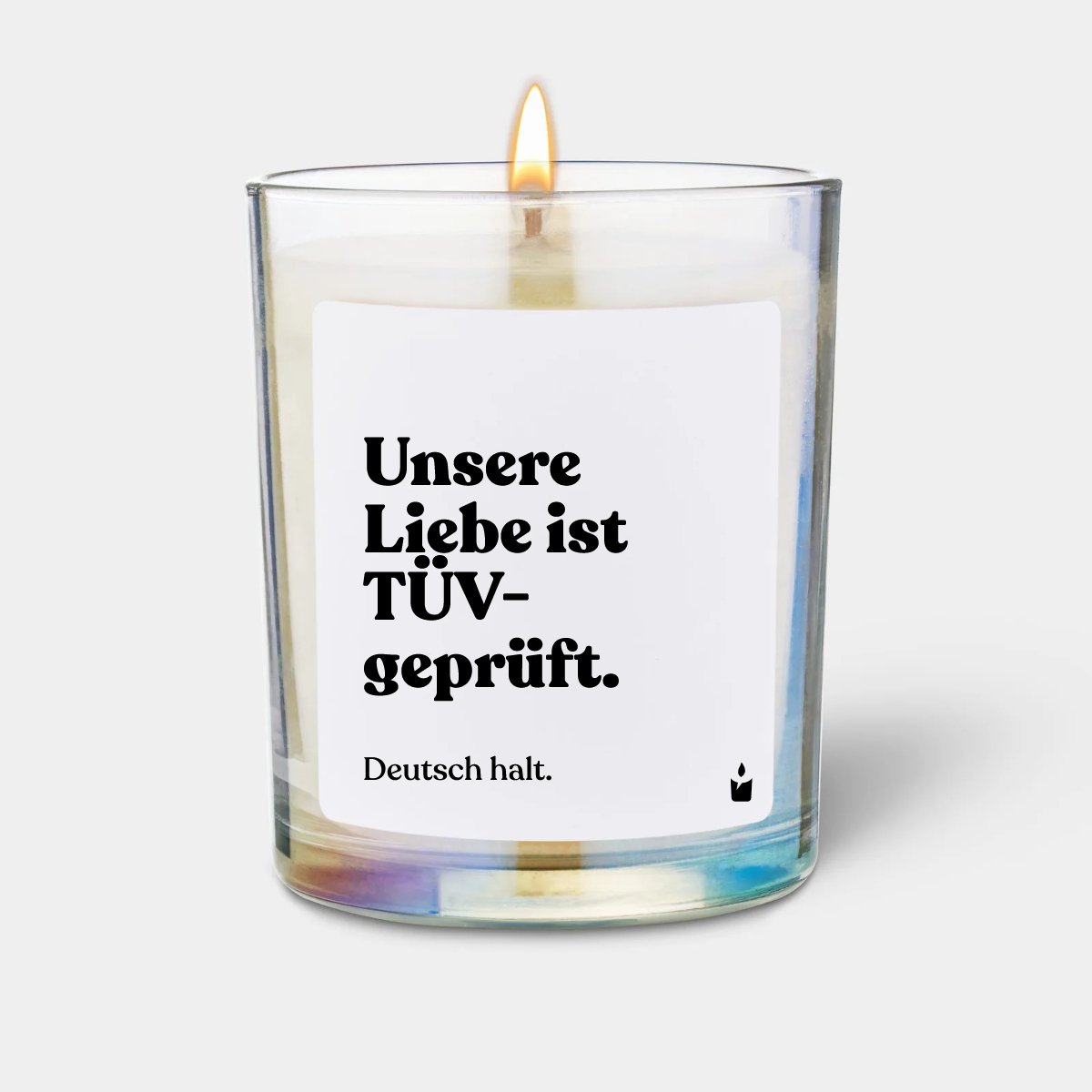 Duftkerze Rainbow Woody Unsere Liebe ist TÜV-geprüft. Deutsch halt.