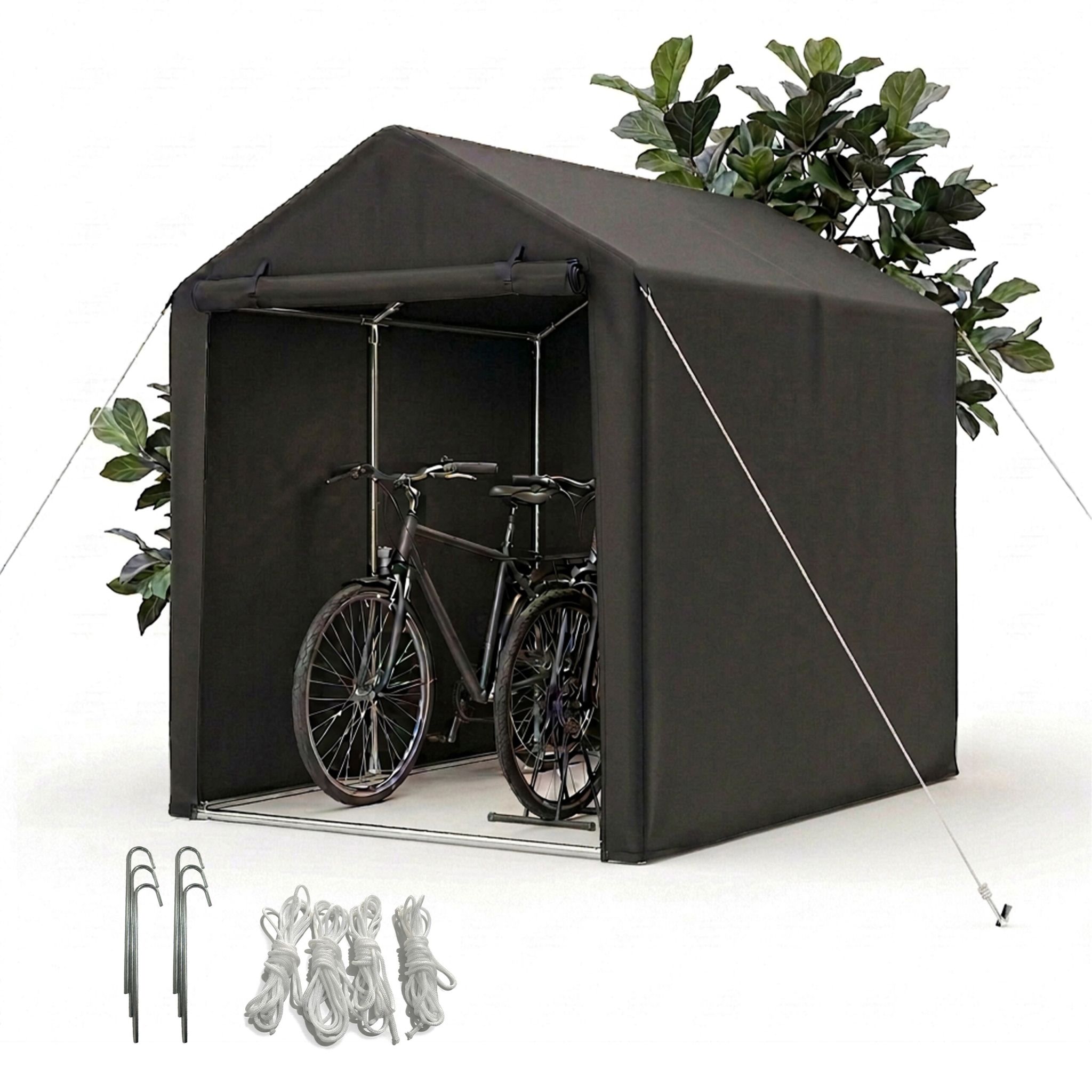 Mobile Fahrradgarage für 2 Fahrräder Schwarz