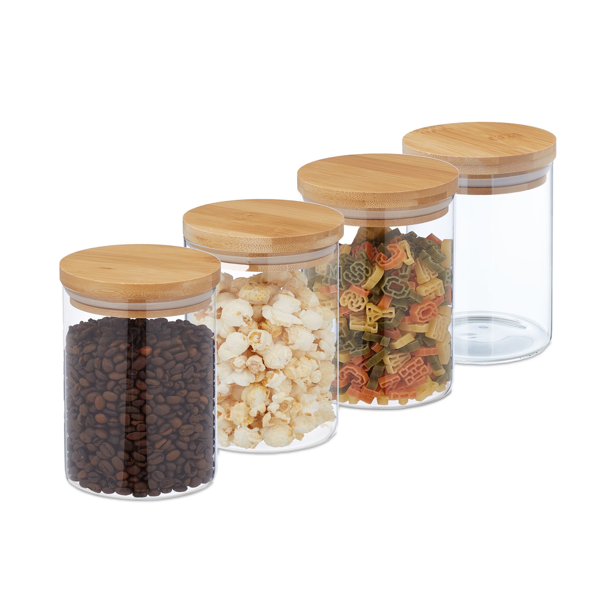 Vorratsgläser mit Deckel 750ml 4er-Set Hellbraun-Transparent