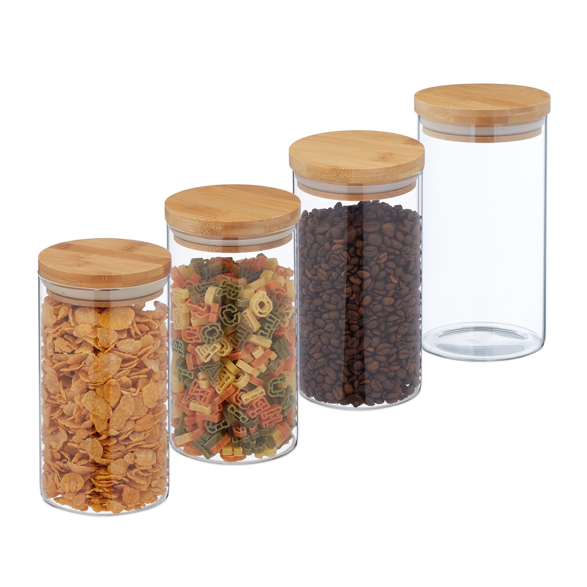 Vorratsgläser mit Deckel 4er-Set 1000ml Hellbraun-Transparent