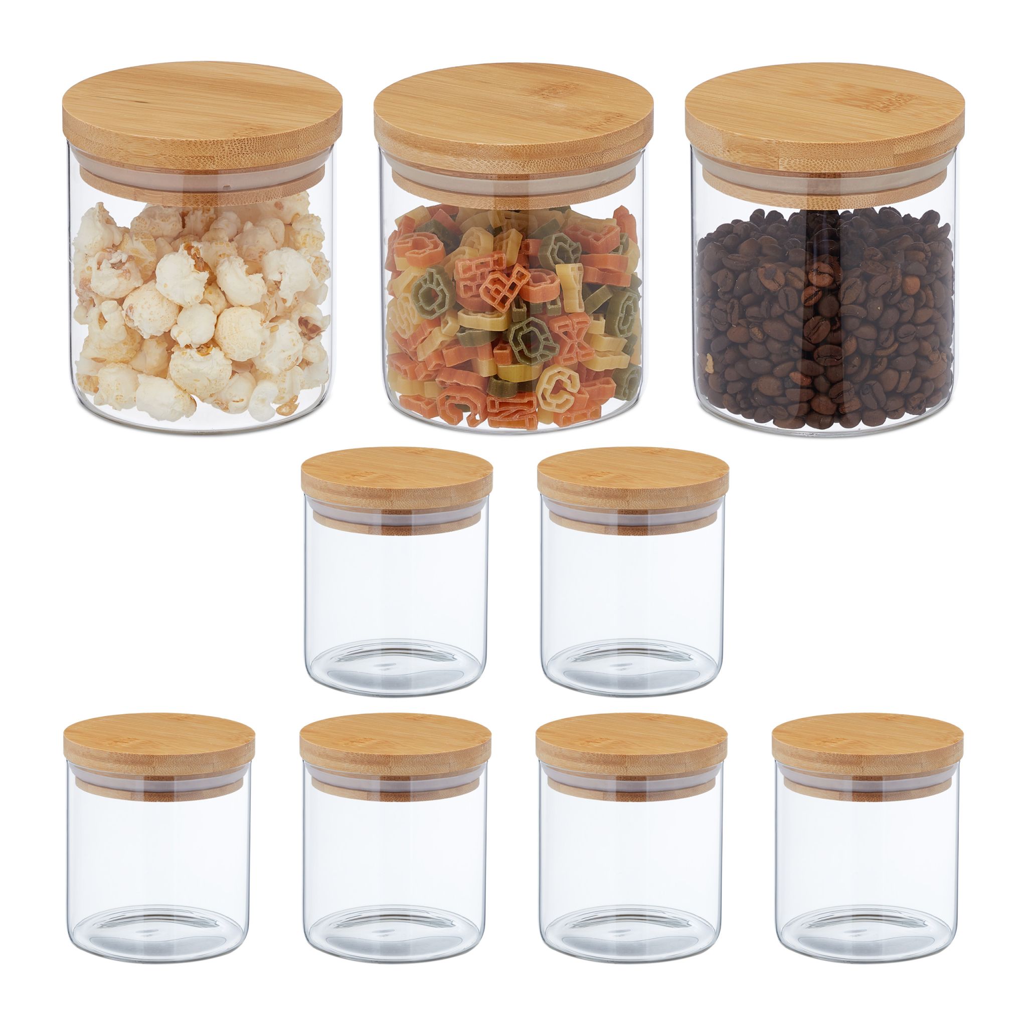 Vorratsgläser mit Deckel 500ml 9er-Set Hellbraun-Transparent