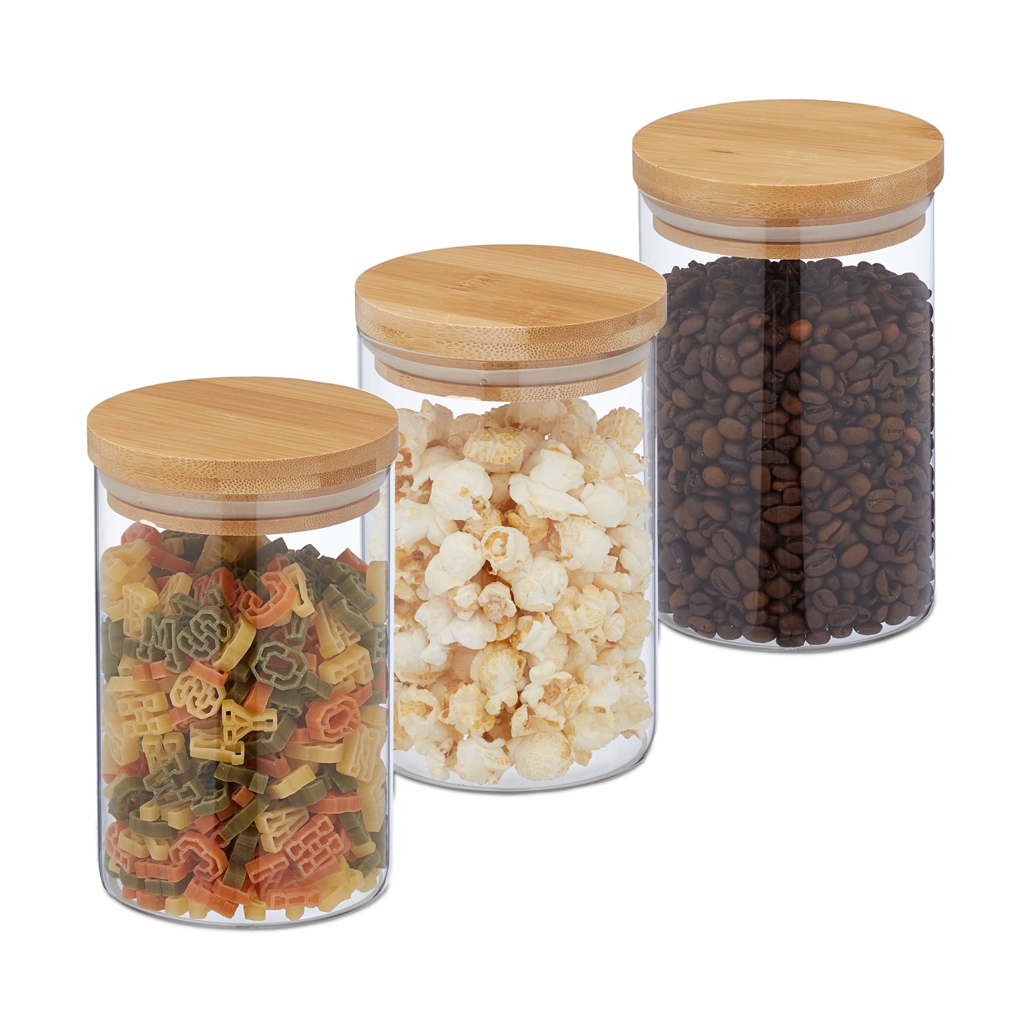 Vorratsgläser mit Deckel 800ml 3er-Set Hellbraun-Transparent