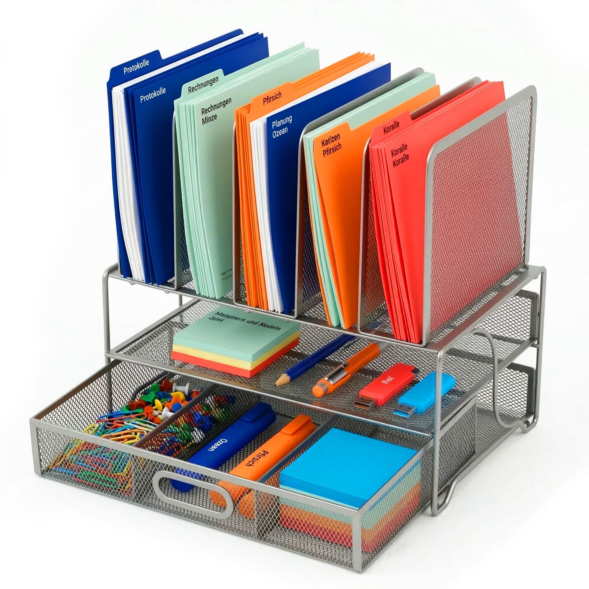 Schreibtisch Organizer Schublade Ablagen Silber