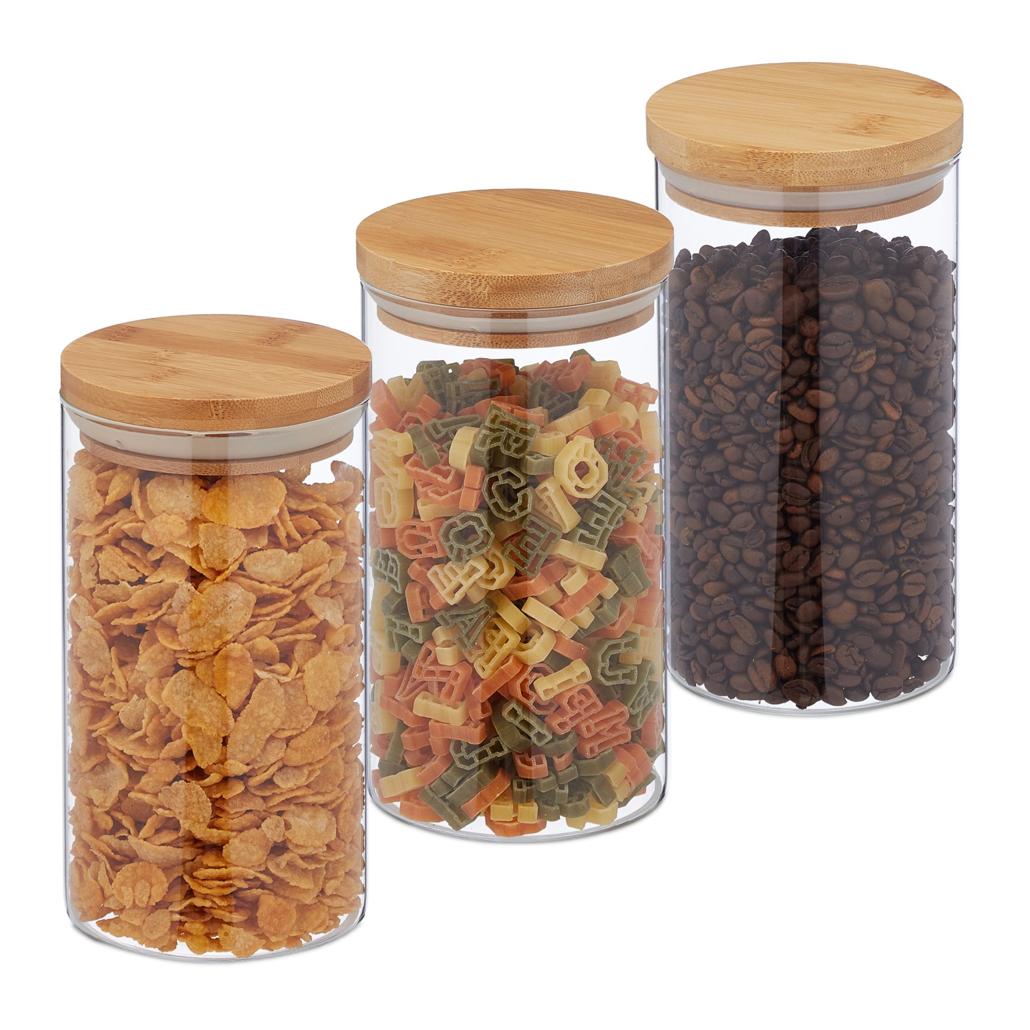 Vorratsgläser mit Deckel 1000ml 3er-Set Hellbraun-Transparent