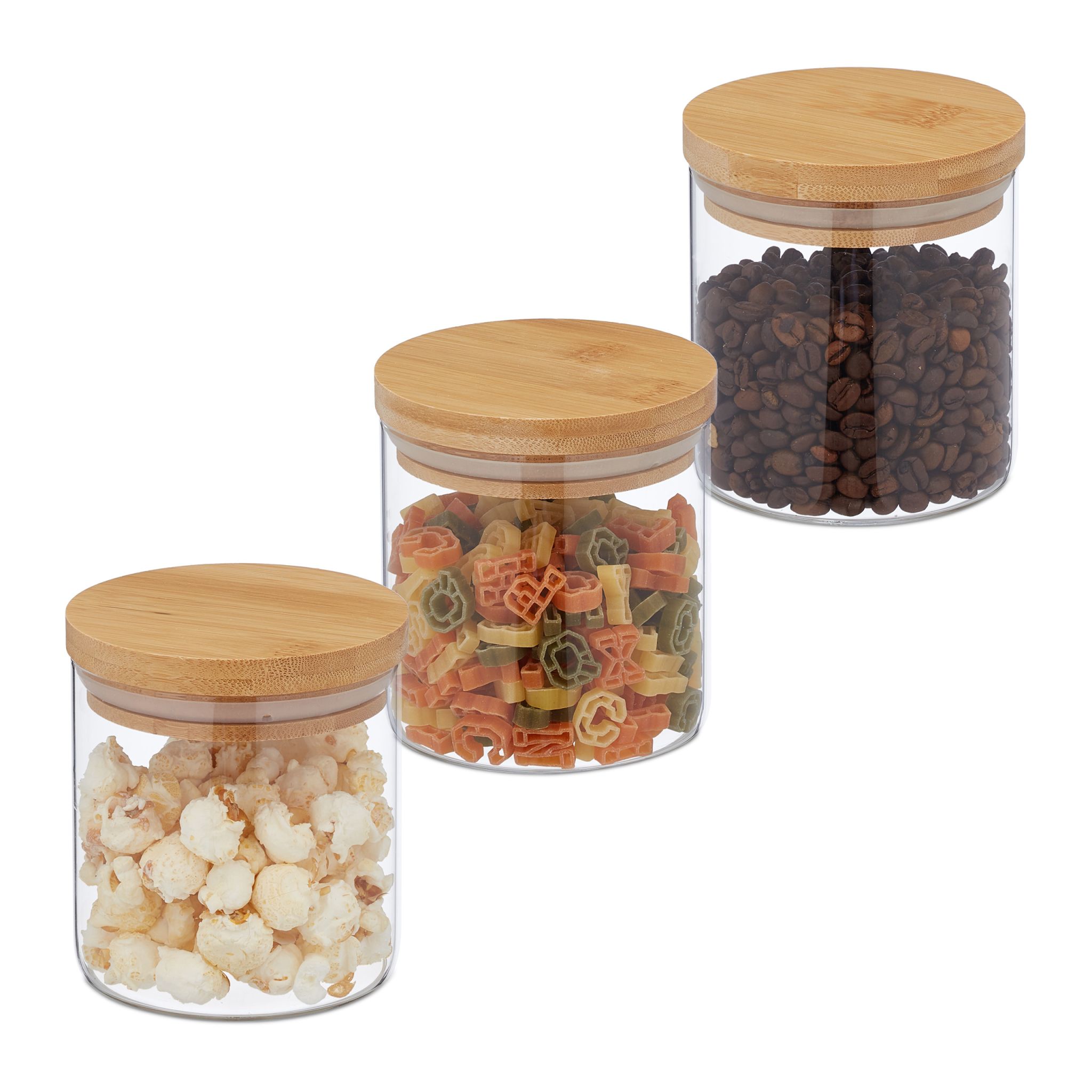 Vorratsgläser mit Deckel 500ml 3er-Set Hellbraun-Transparent
