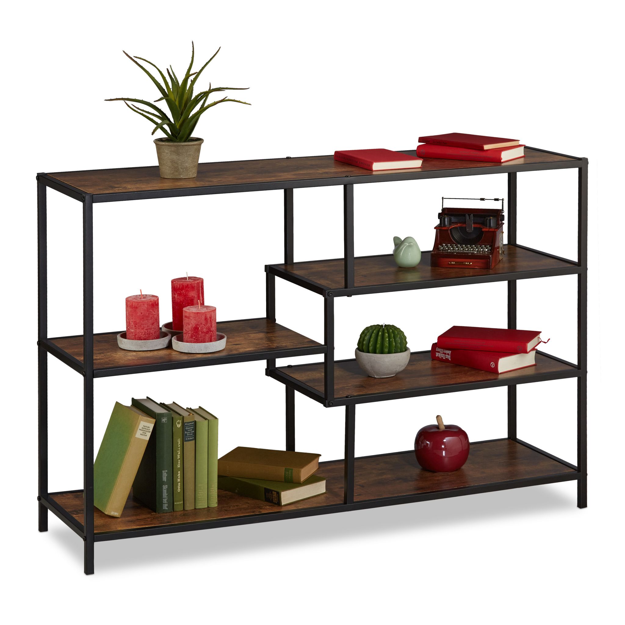 Regal Industrial Style Dunkelbraun-Schwarz
