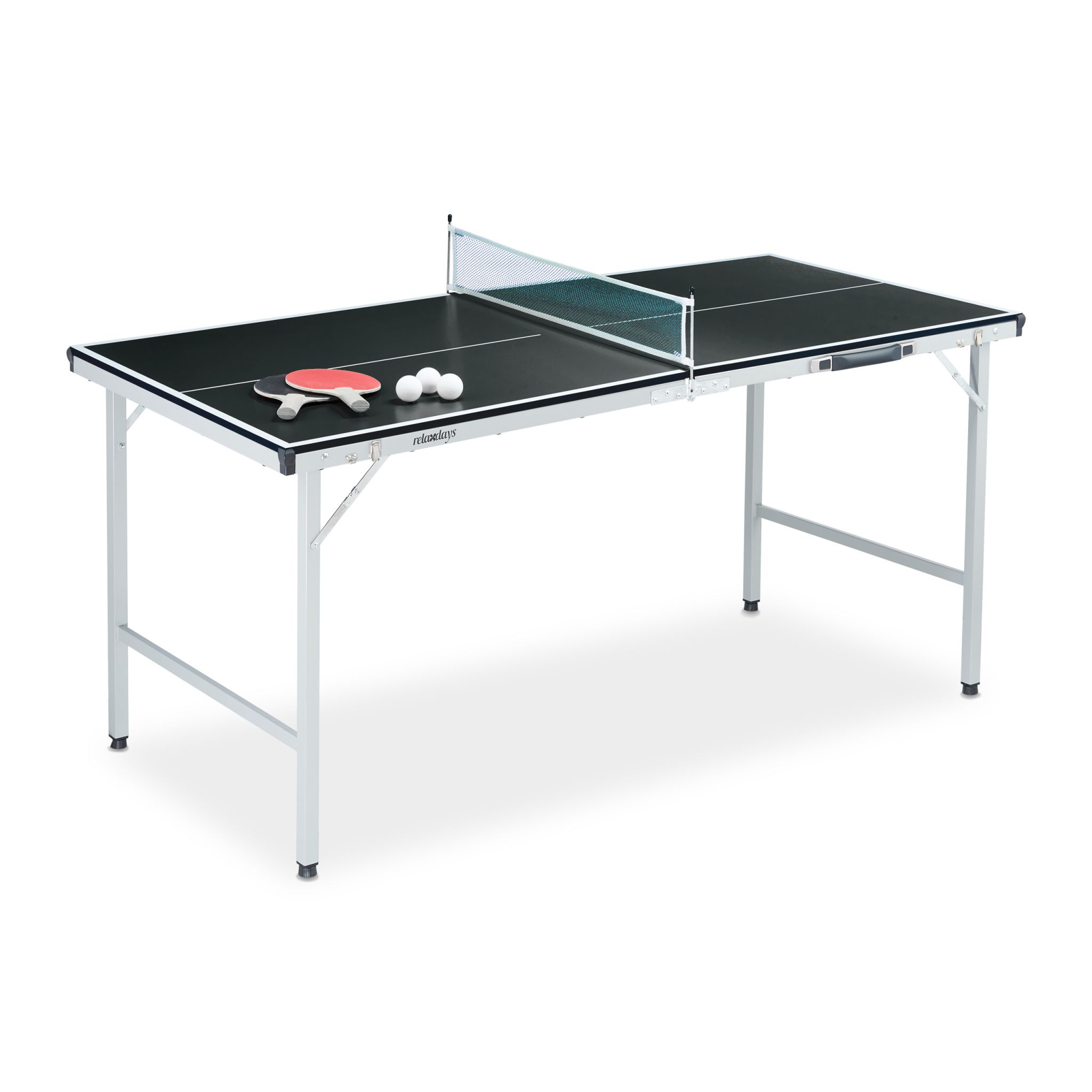 Tischtennisplatte mit Zubehör Weiss-Schwarz-Silber