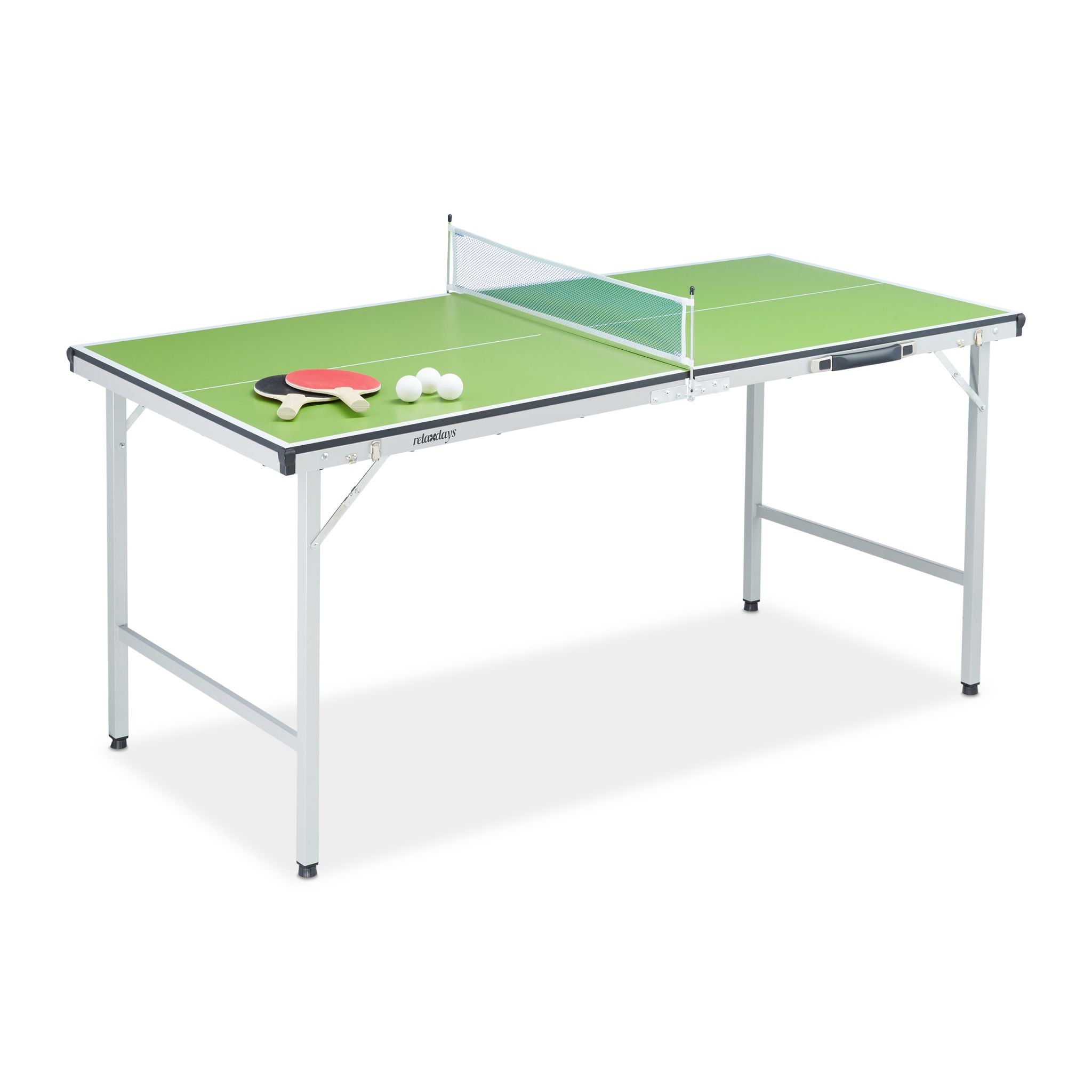 Tischtennisplatte mit Zubehör Weiss-Grün-Silber