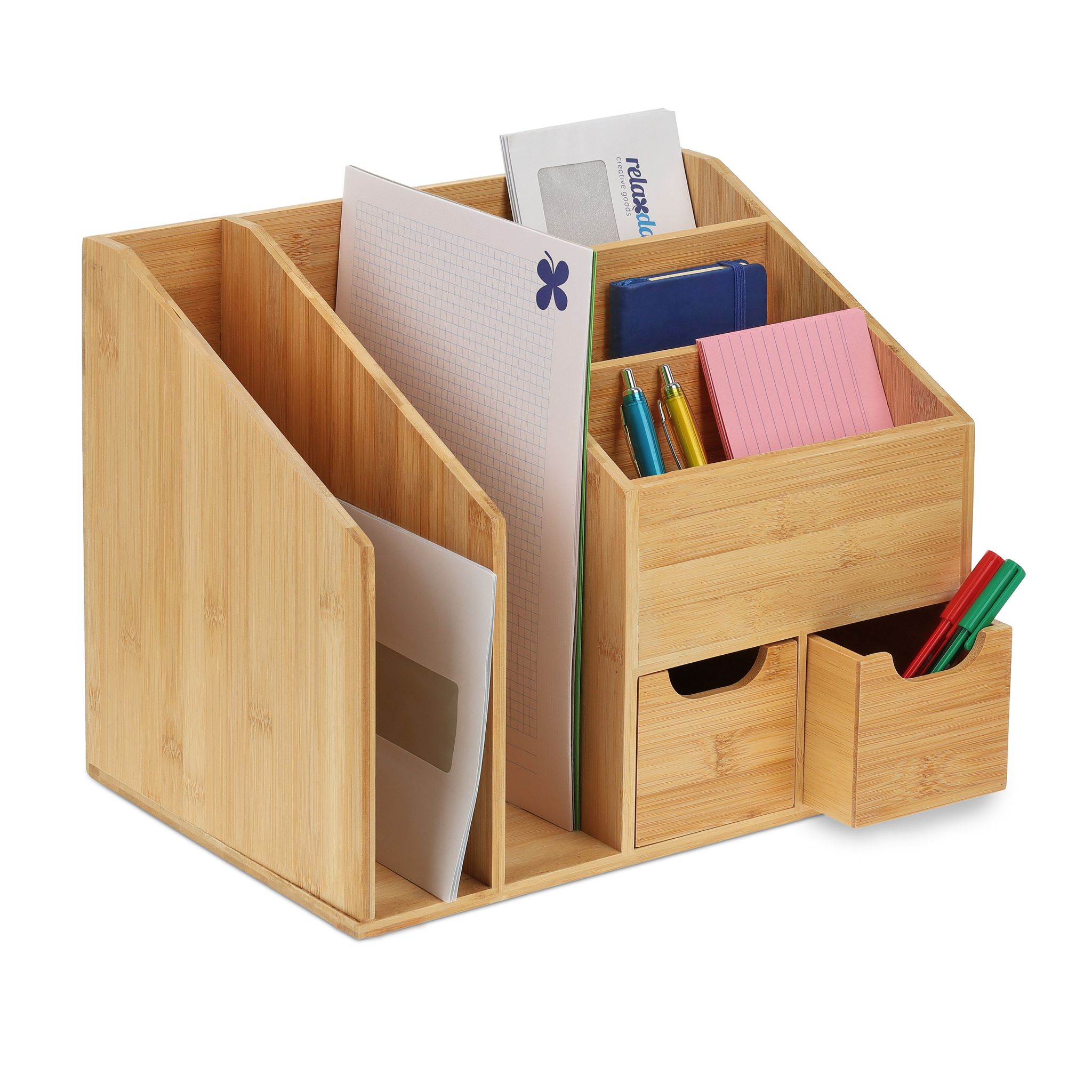 Schreibtisch-Organizer Bambus Hellbraun